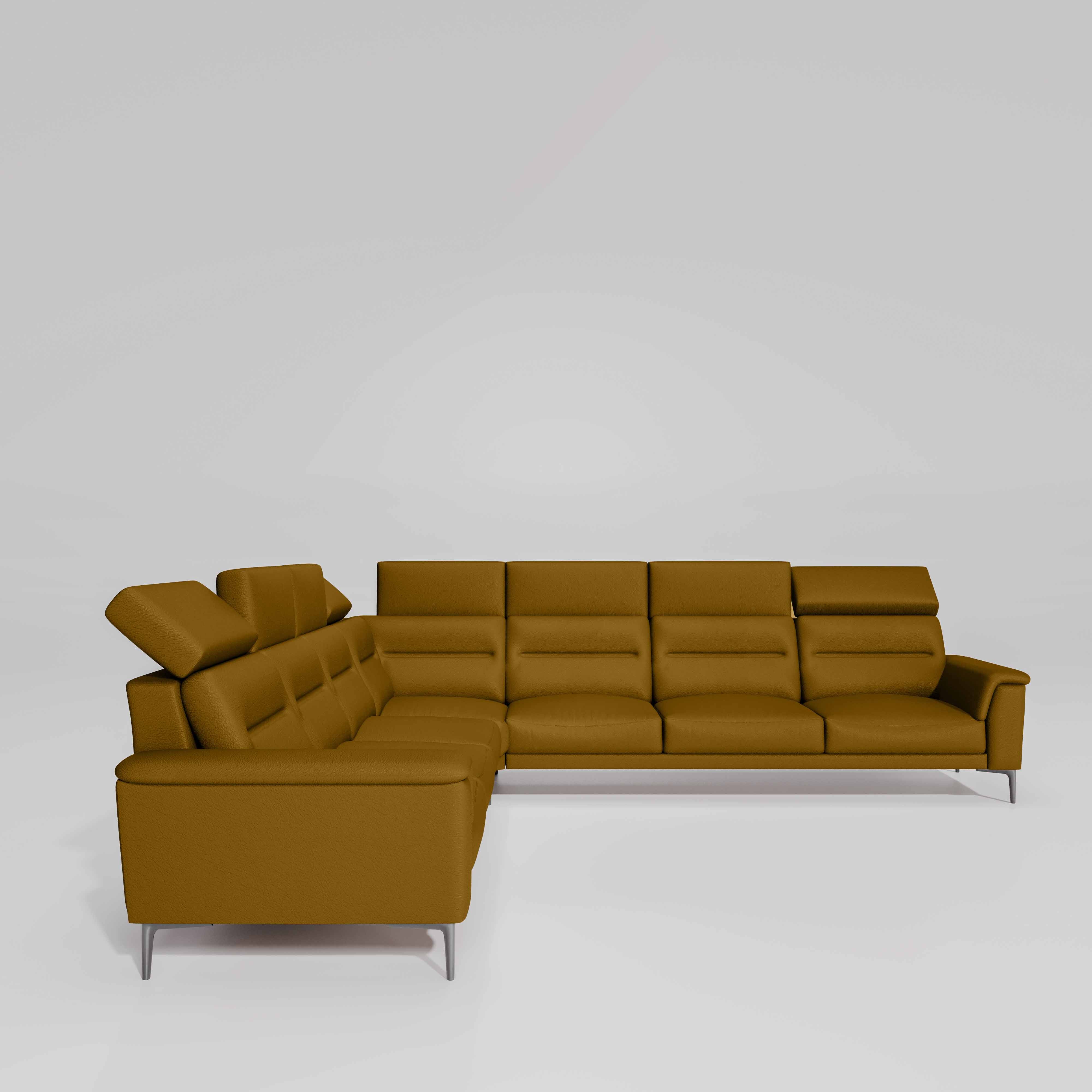 Crescendo 3 Seater + Corner + 3 Seater Leatherette Fabric - Golden Orange - Image 3