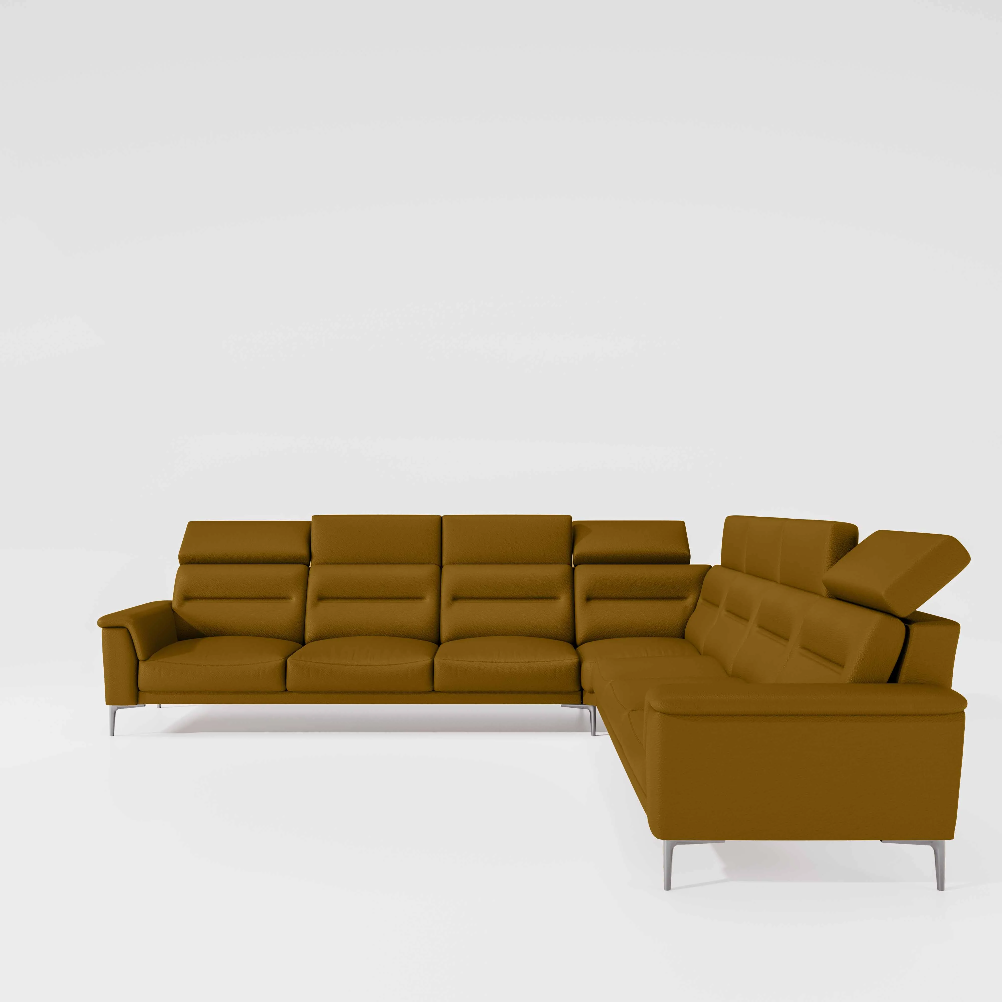 Crescendo 3 Seater + Corner + 3 Seater Leatherette Fabric - Golden Orange - Image 5