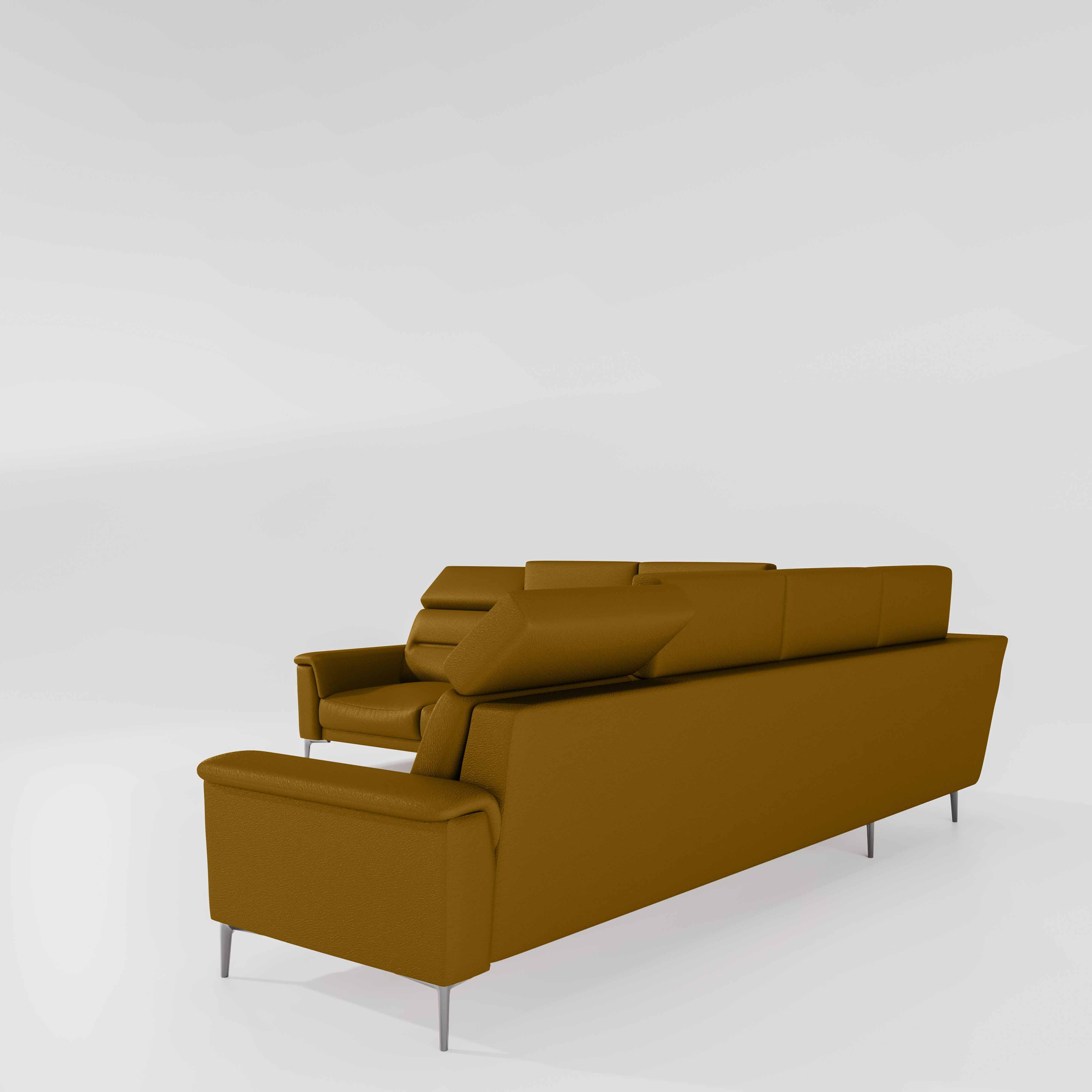 Crescendo 3 Seater + Corner + 3 Seater Leatherette Fabric - Golden Orange - Image 6