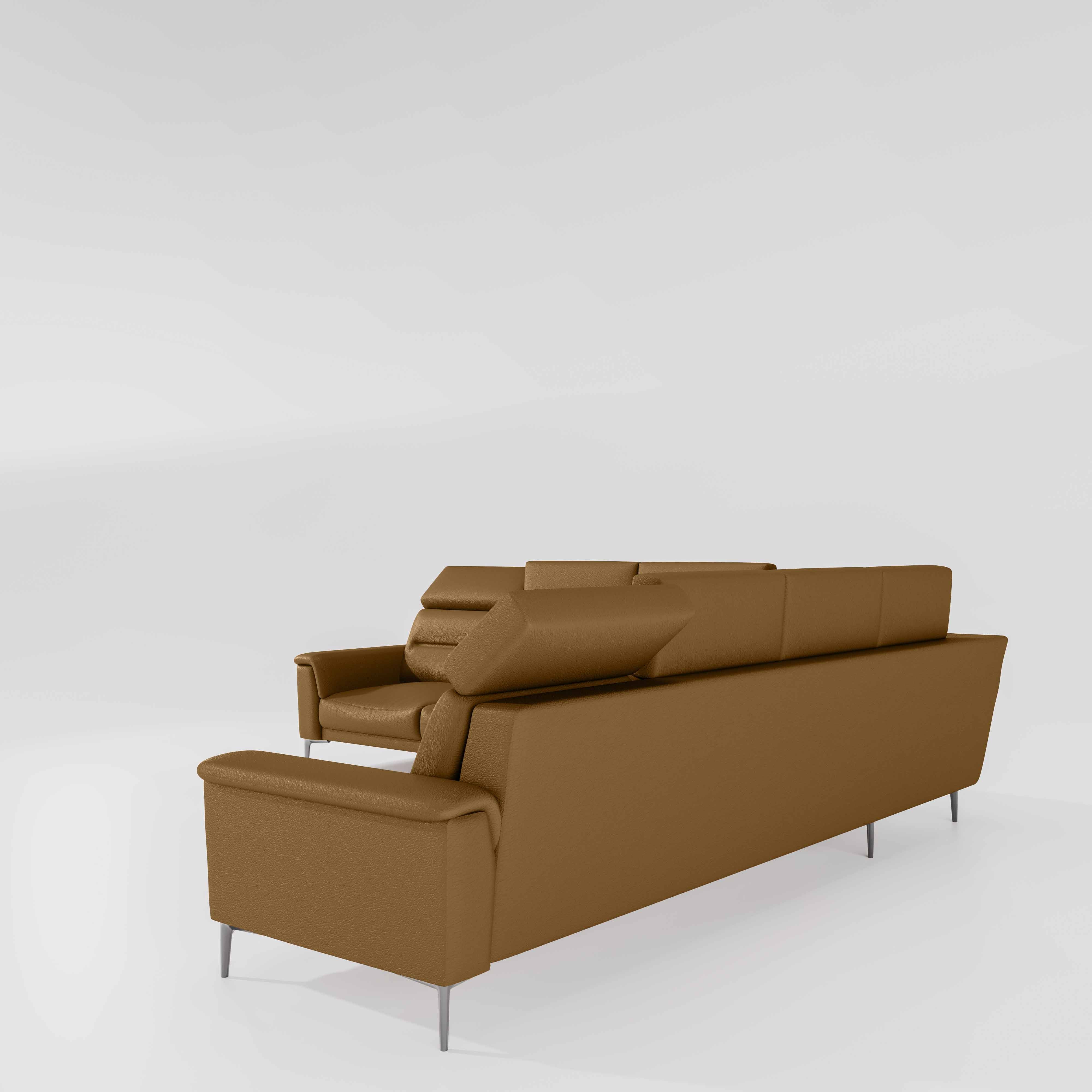Crescendo 3 Seater + Corner + 3 Seater Leatherette Fabric - Tobacco Brown - Image 4