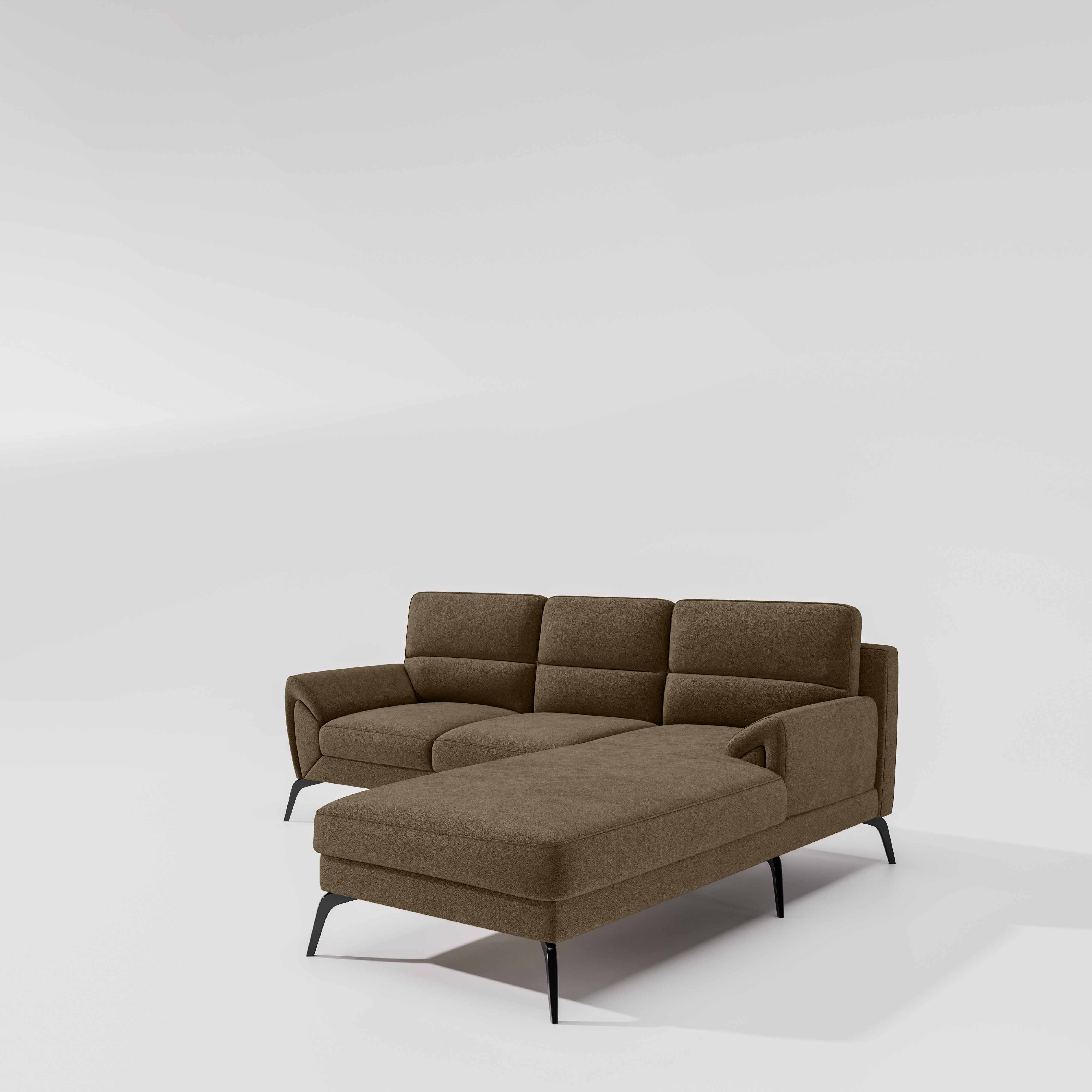 Octave 2 Seater Sofa with LH Lounger Water & Stain Repellent Fabric - Dark Earth - Image 4