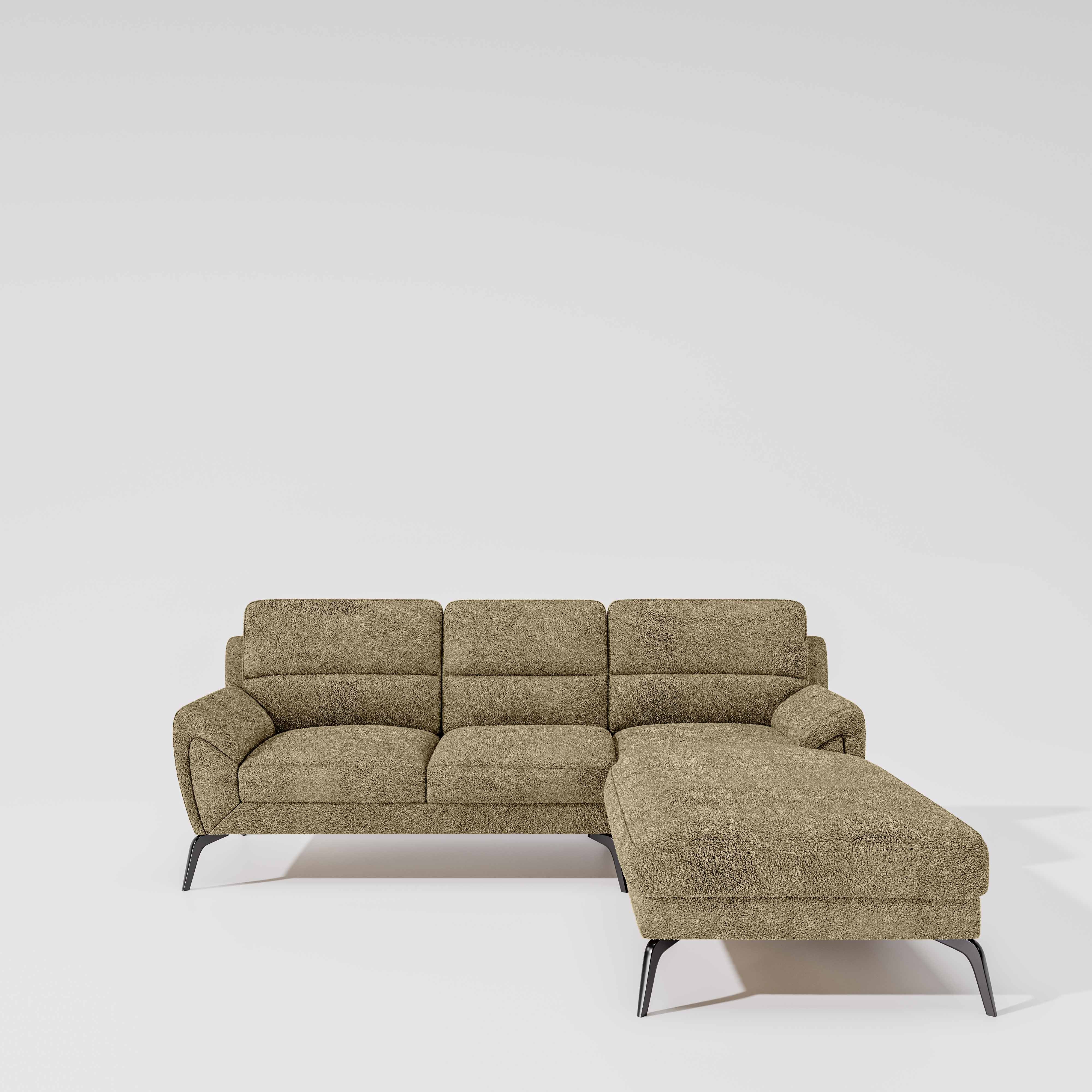 Octave 2 Seater Sofa with LH Lounger Boucle Fabric - Irish Cream - Image 2