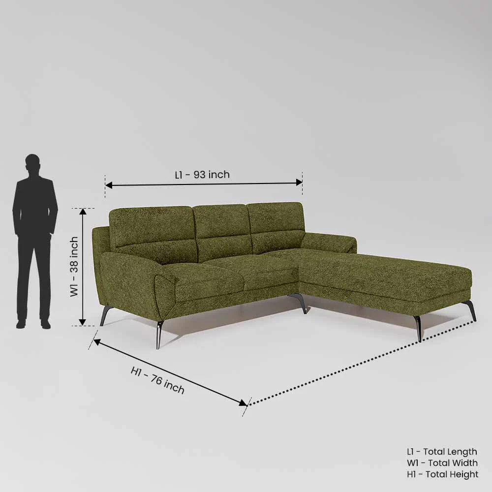 Octave 2 Seater Sofa with LH Lounger Boucle Fabric  - Dried Herb - Image 7