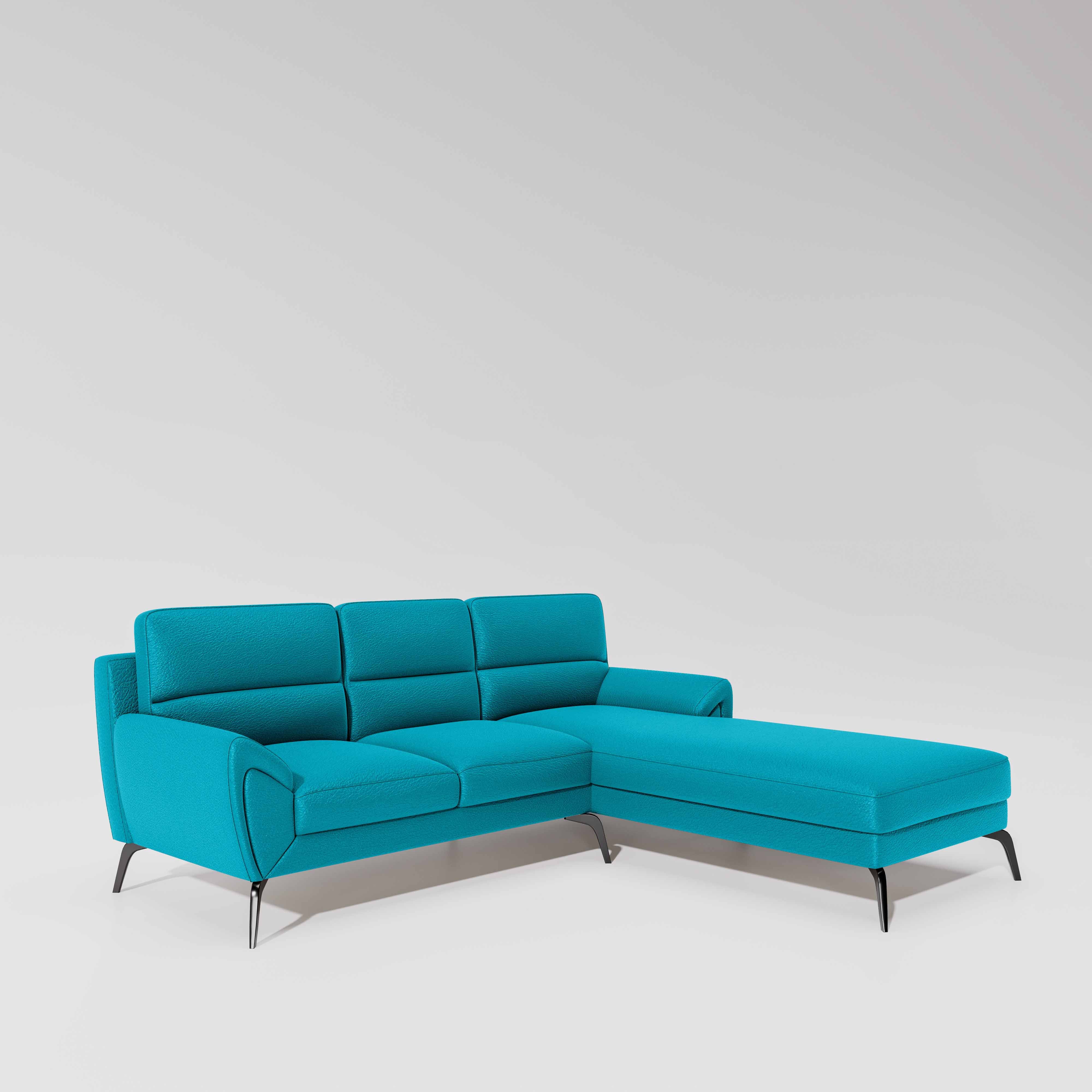 Octave 2 Seater Sofa with LH Lounger Suede Fabric - Celestial Blue - Image 2