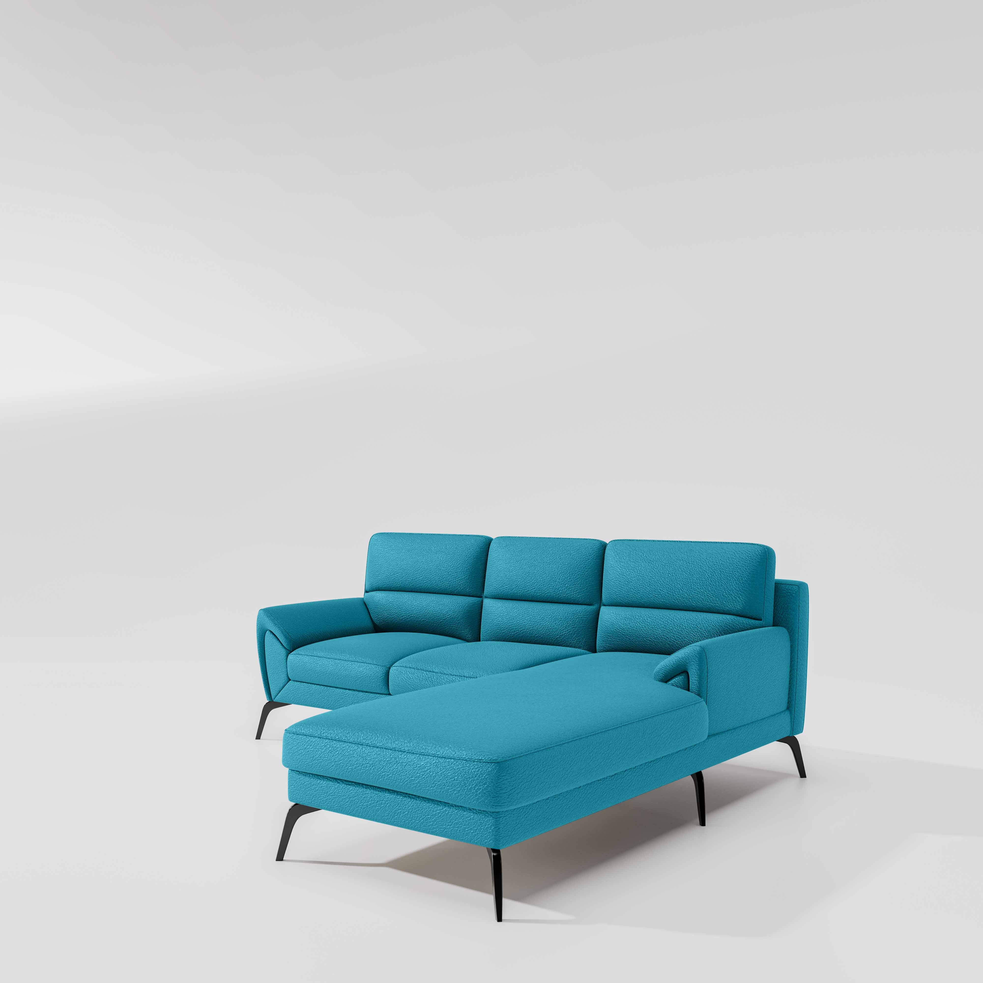 Octave 2 Seater Sofa with LH Lounger Suede Fabric - Celestial Blue - Image 3