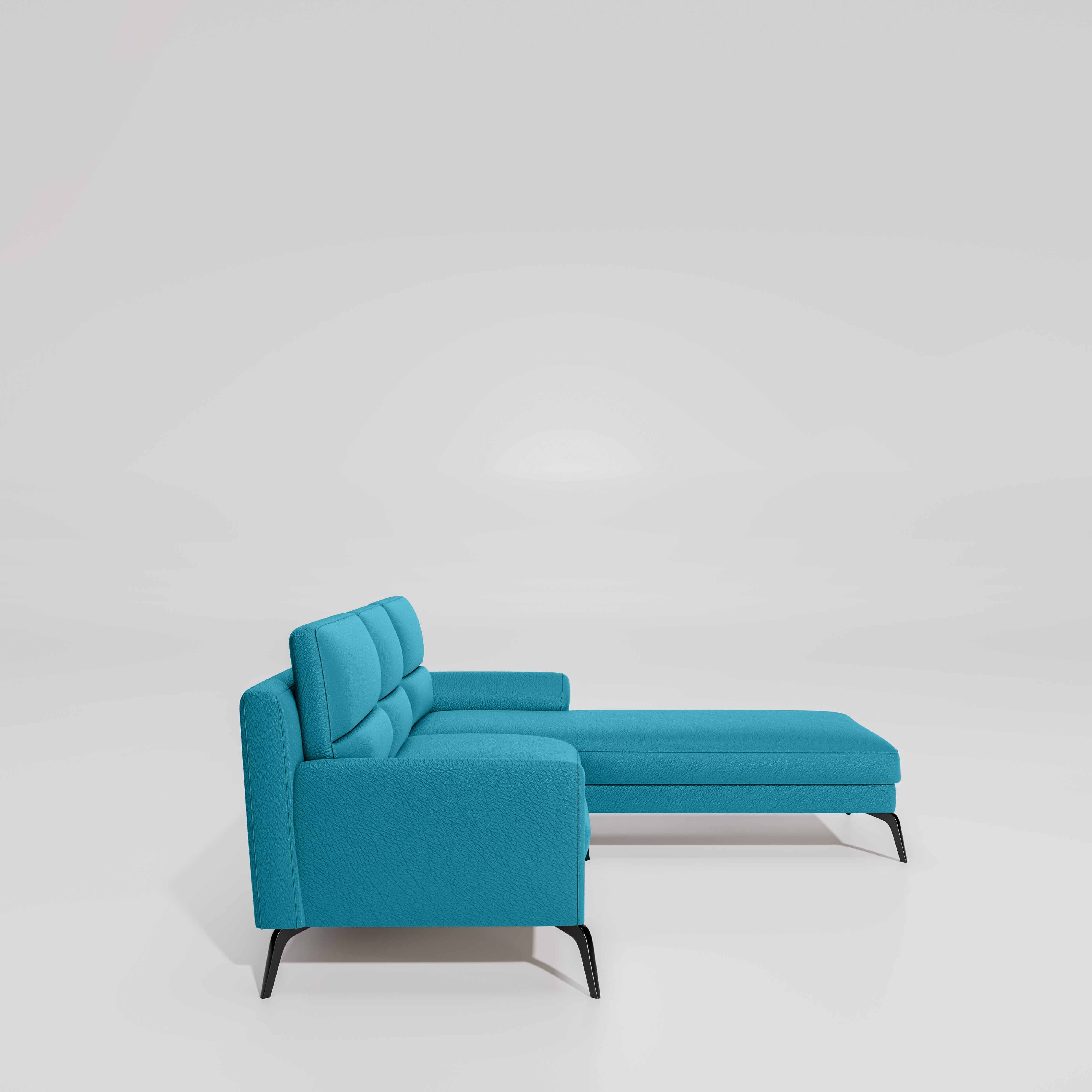 Octave 2 Seater Sofa with LH Lounger Suede Fabric - Celestial Blue - Image 4