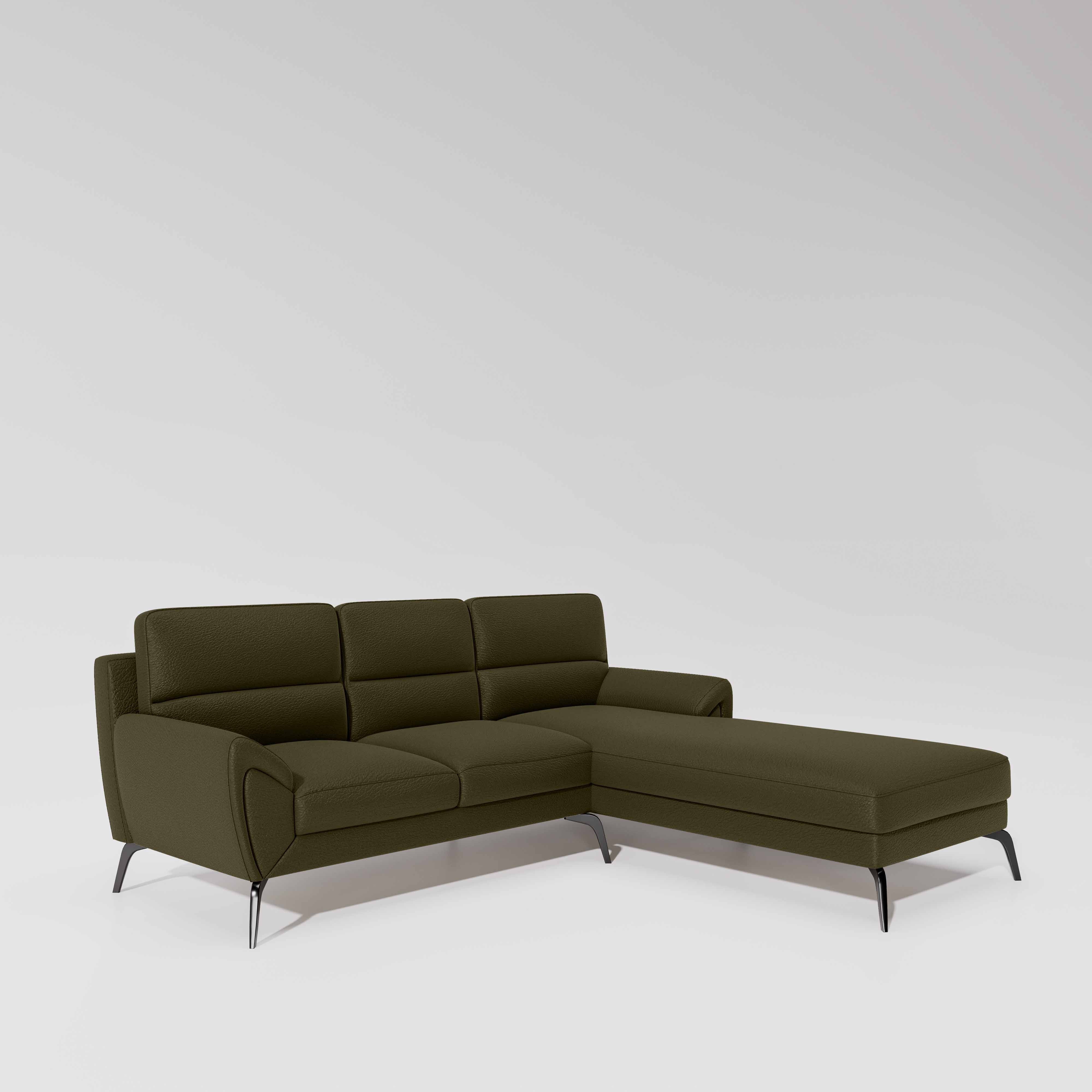 Octave 2 Seater Sofa with LH Lounger Suede Fabric - Avacado - Image 3