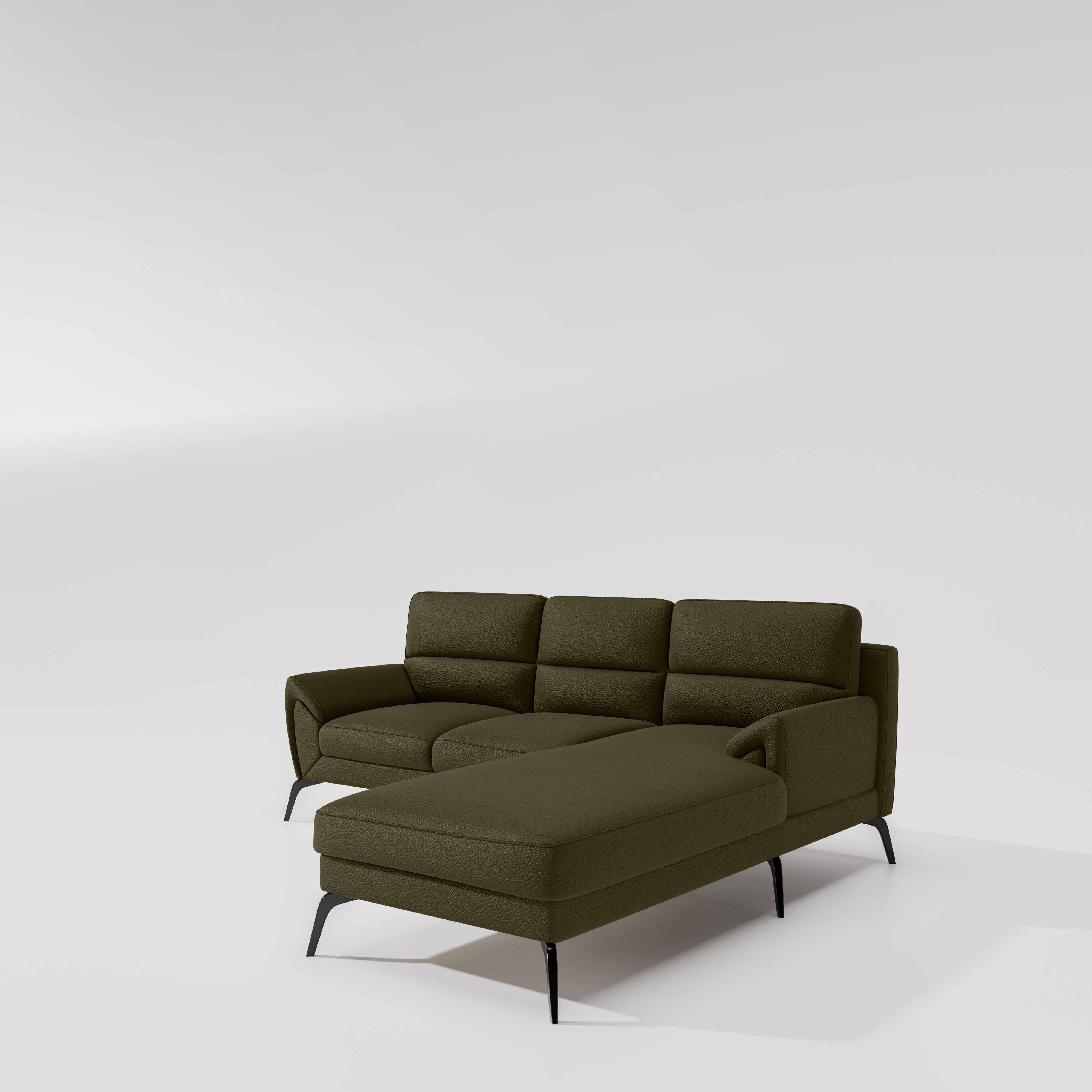 Octave 2 Seater Sofa with LH Lounger Suede Fabric - Avacado - Image 4
