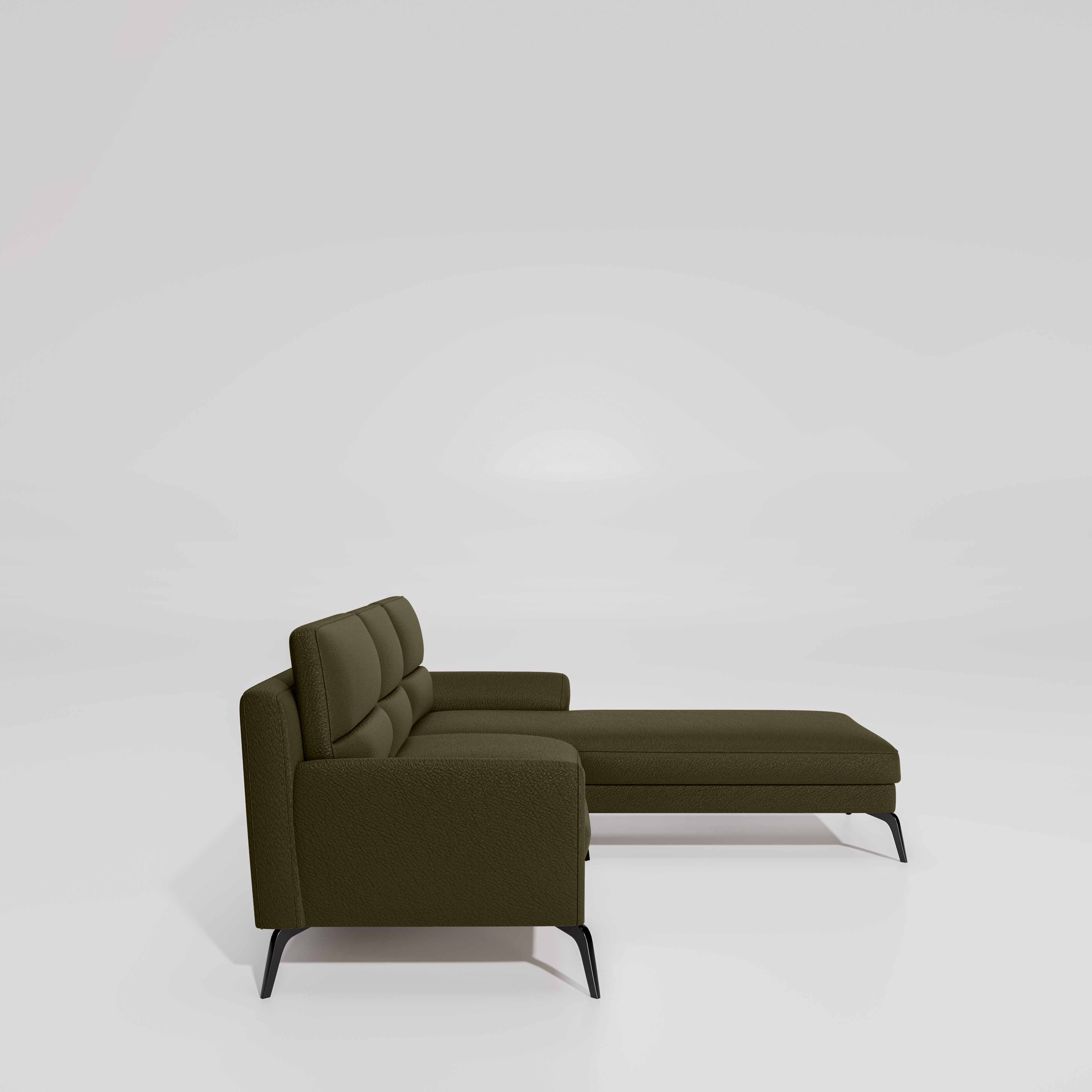 Octave 2 Seater Sofa with LH Lounger Suede Fabric - Avacado - Image 5