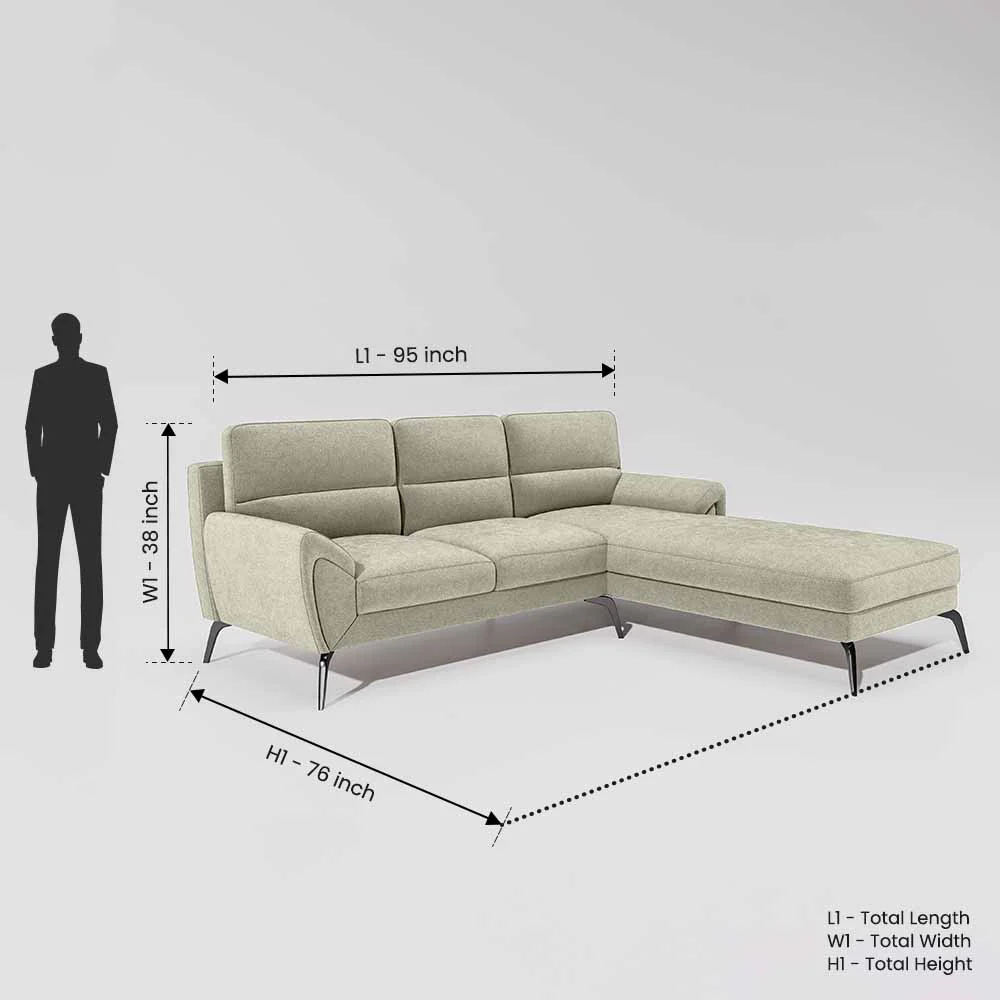 Octave 2 Seater Sofa with RH Lounger Water & Stain Repellent Fabric - Pistachio Shell - Image 7