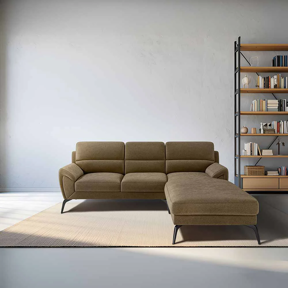 Octave 2 Seater Sofa with RH Lounger Water & Stain Repellent Fabric  - Dark Earth