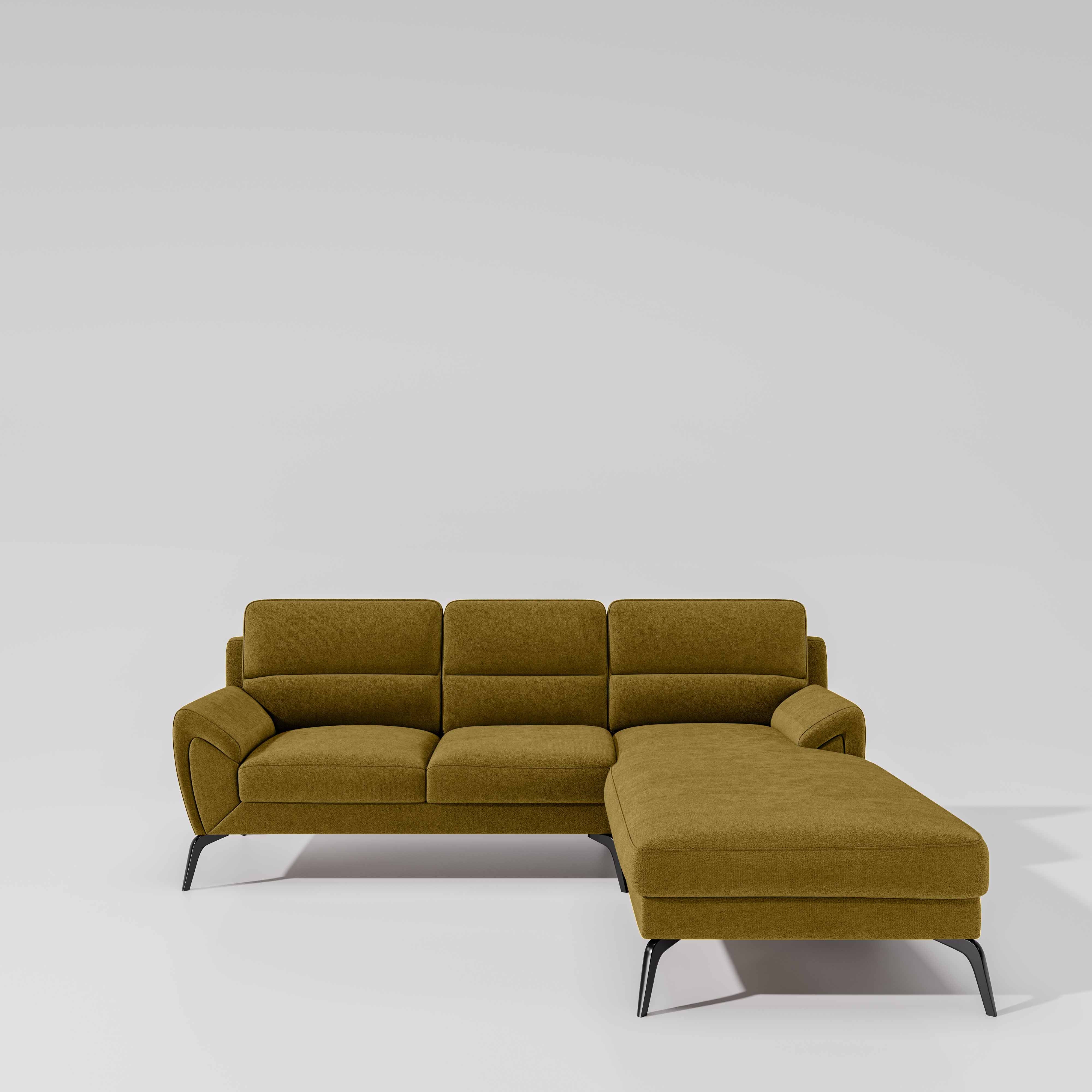 Octave 2 Seater Sofa with RH Lounger Water & Stain Repellent Fabric - Honey - Image 4