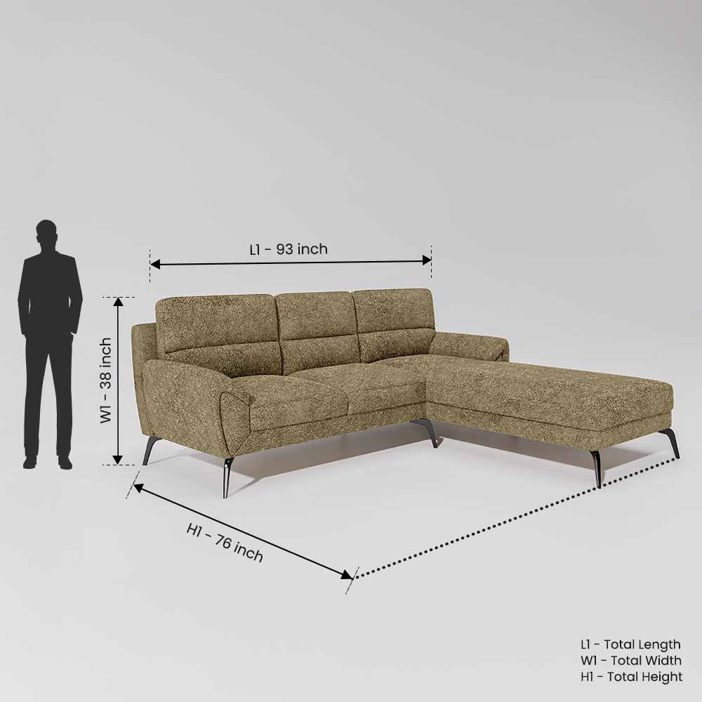 Octave 2 Seater Sofa with RH Lounger Boucle Fabric - Irish Cream - Image 7