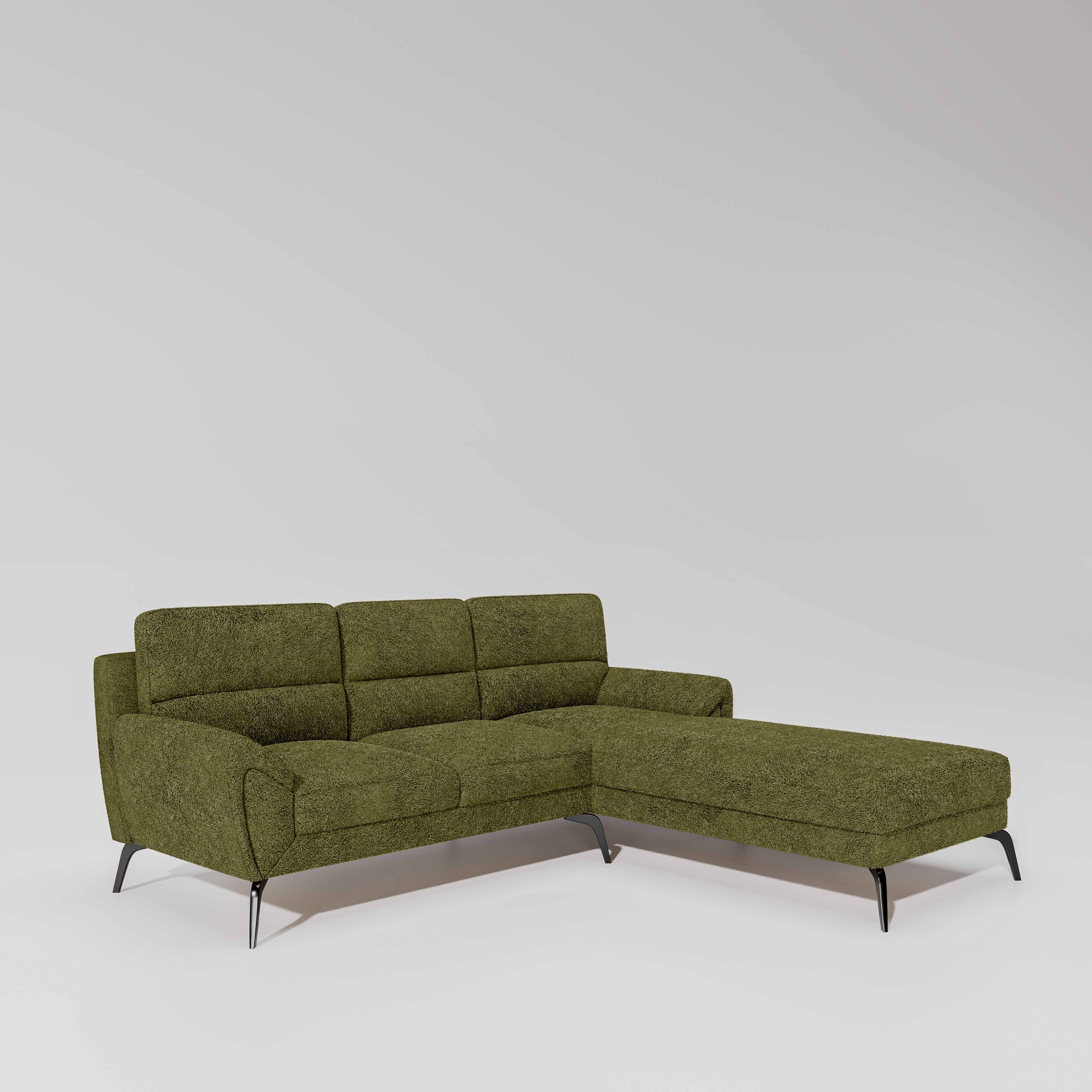 Octave 2 Seater Sofa with RH Lounger Boucle Fabric - Dried Herb - Image 3