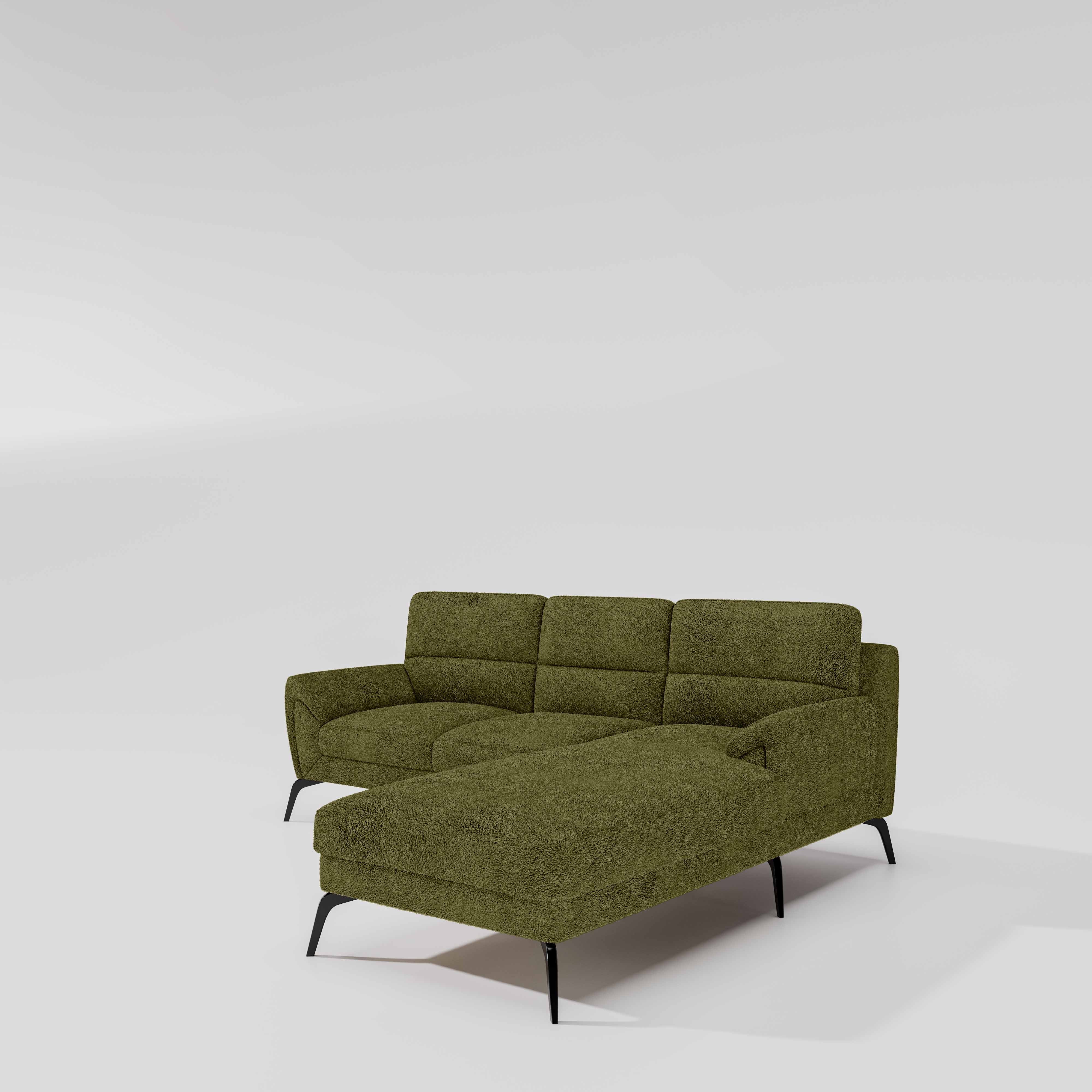 Octave 2 Seater Sofa with RH Lounger Boucle Fabric - Dried Herb - Image 4