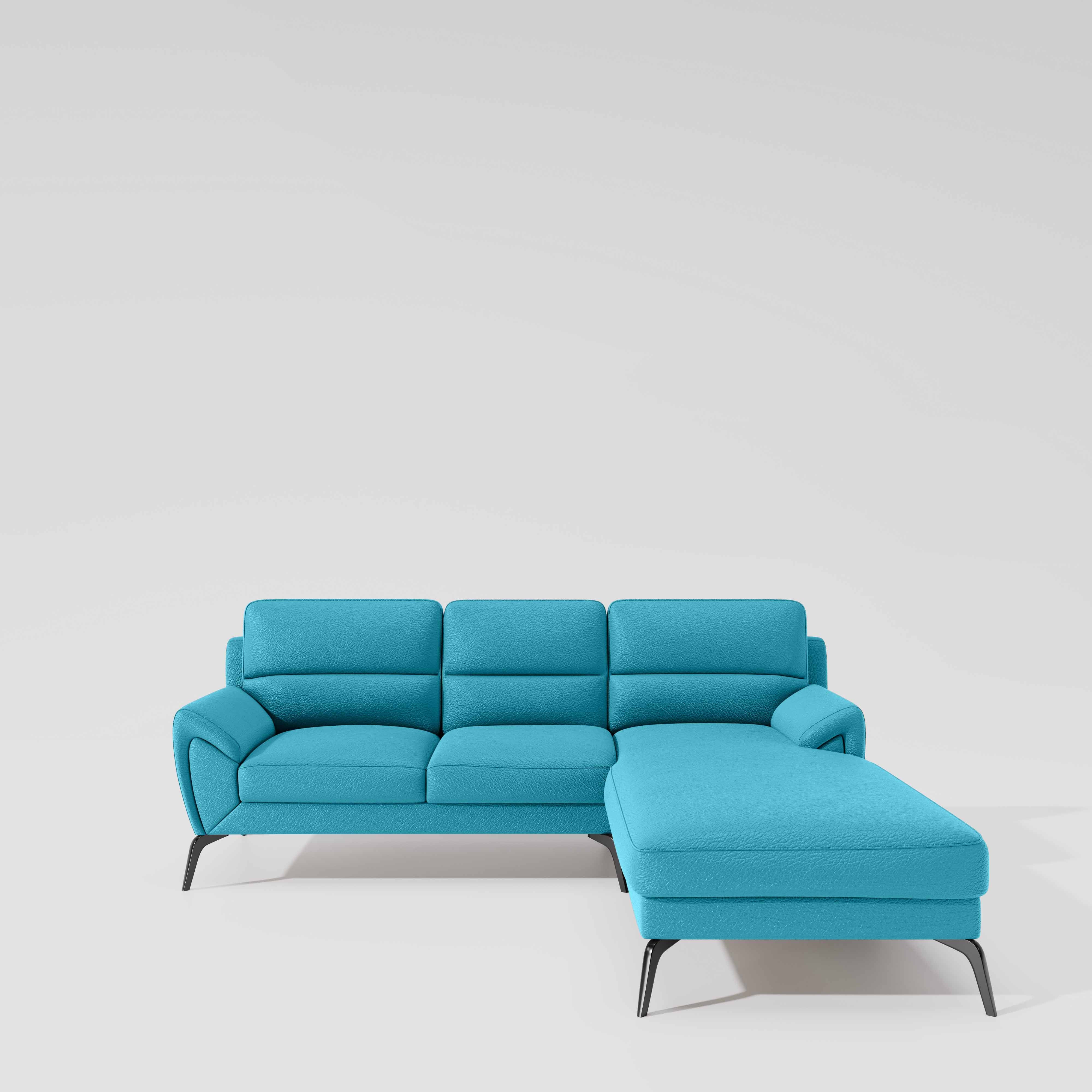 Octave 2 Seater Sofa with RH Lounger Suede Fabric - Celestial Blue - Image 2