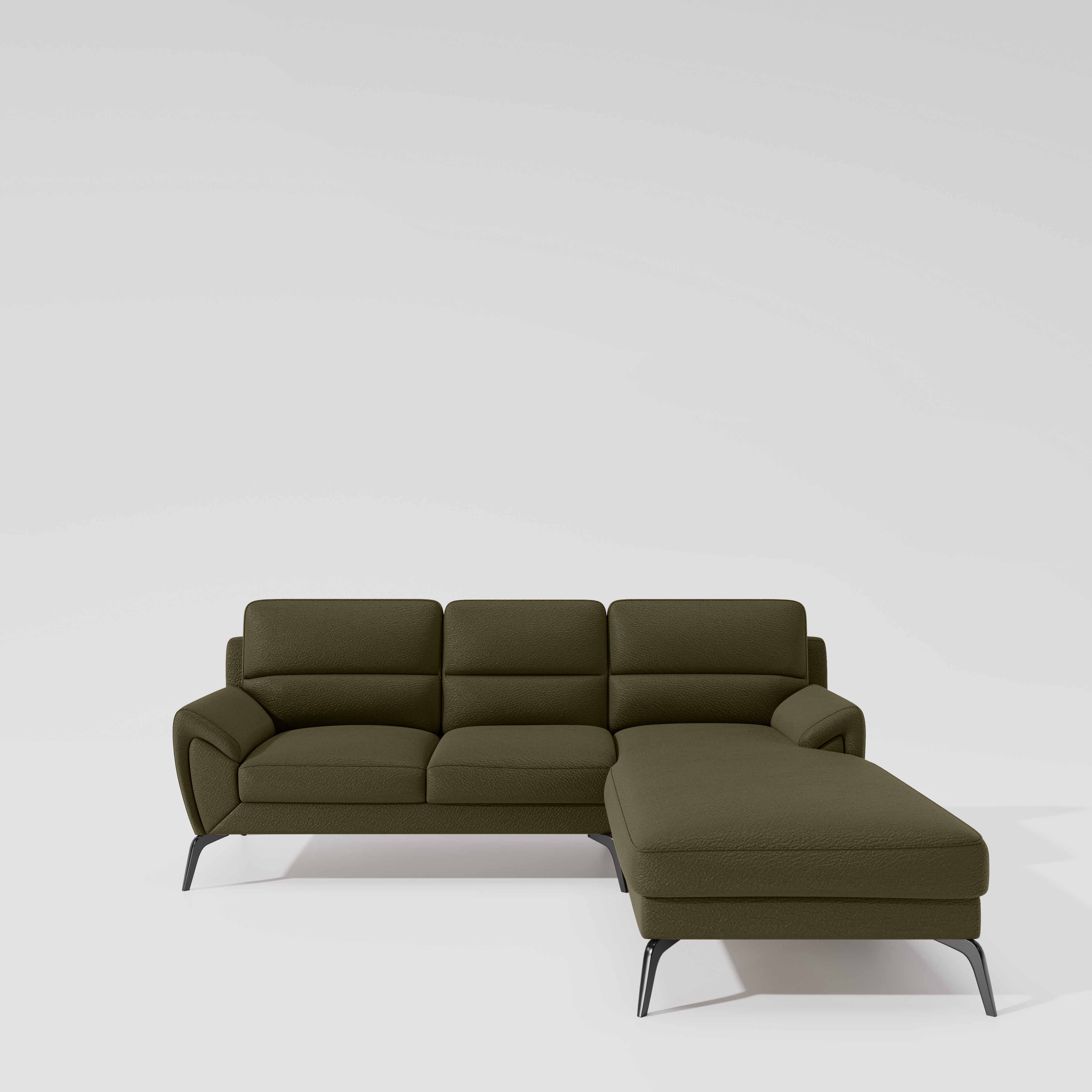 Octave 2 Seater Sofa with RH Lounger Suede Fabric - Avacado - Image 2