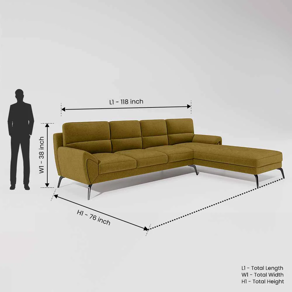 Octave 3 Seater with LH Lounger Water & Stain Repellent Fabric - Honey - Image 7