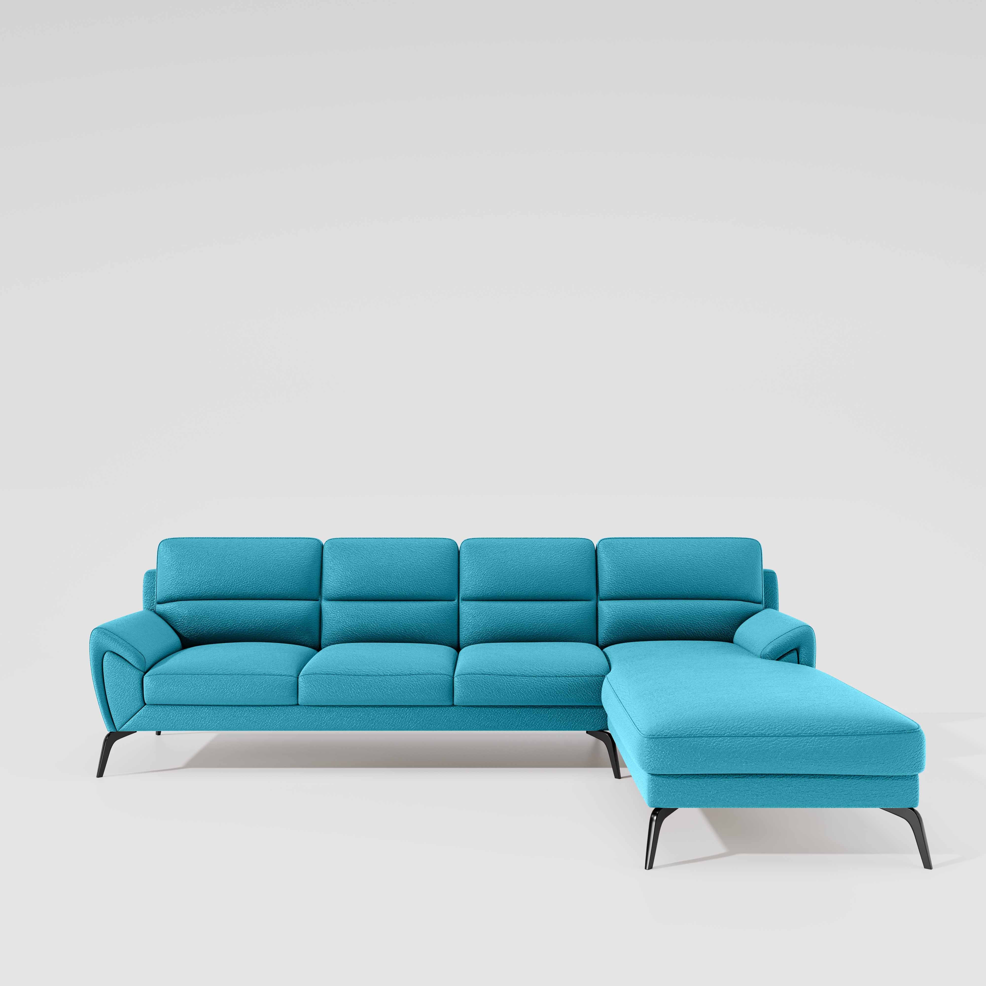 Octave 3 Seater with LH Lounger Suede Fabric - Celestial Blue - Image 2