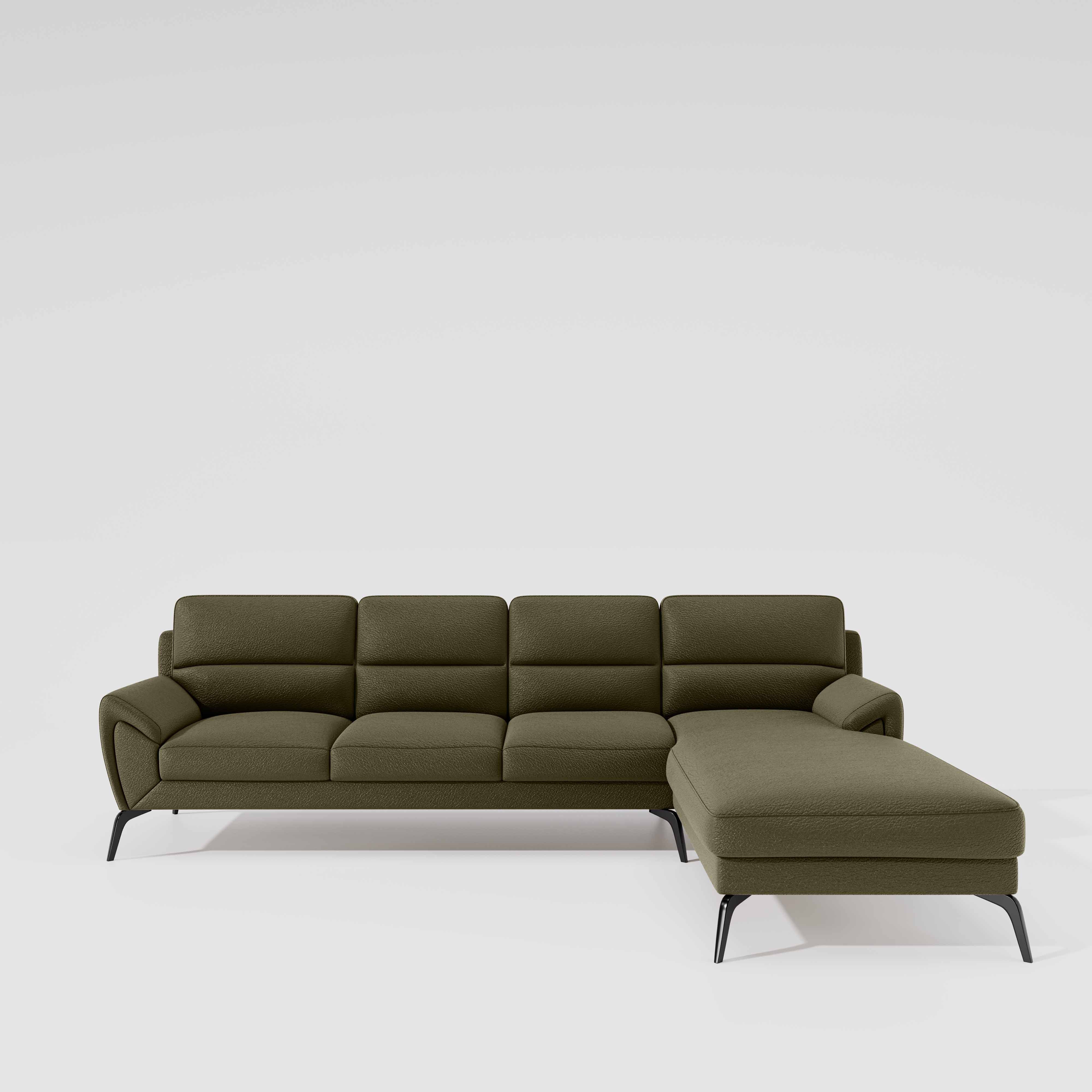 Octave 3 Seater with LH Lounger Suede Fabric - Avocado - Image 2