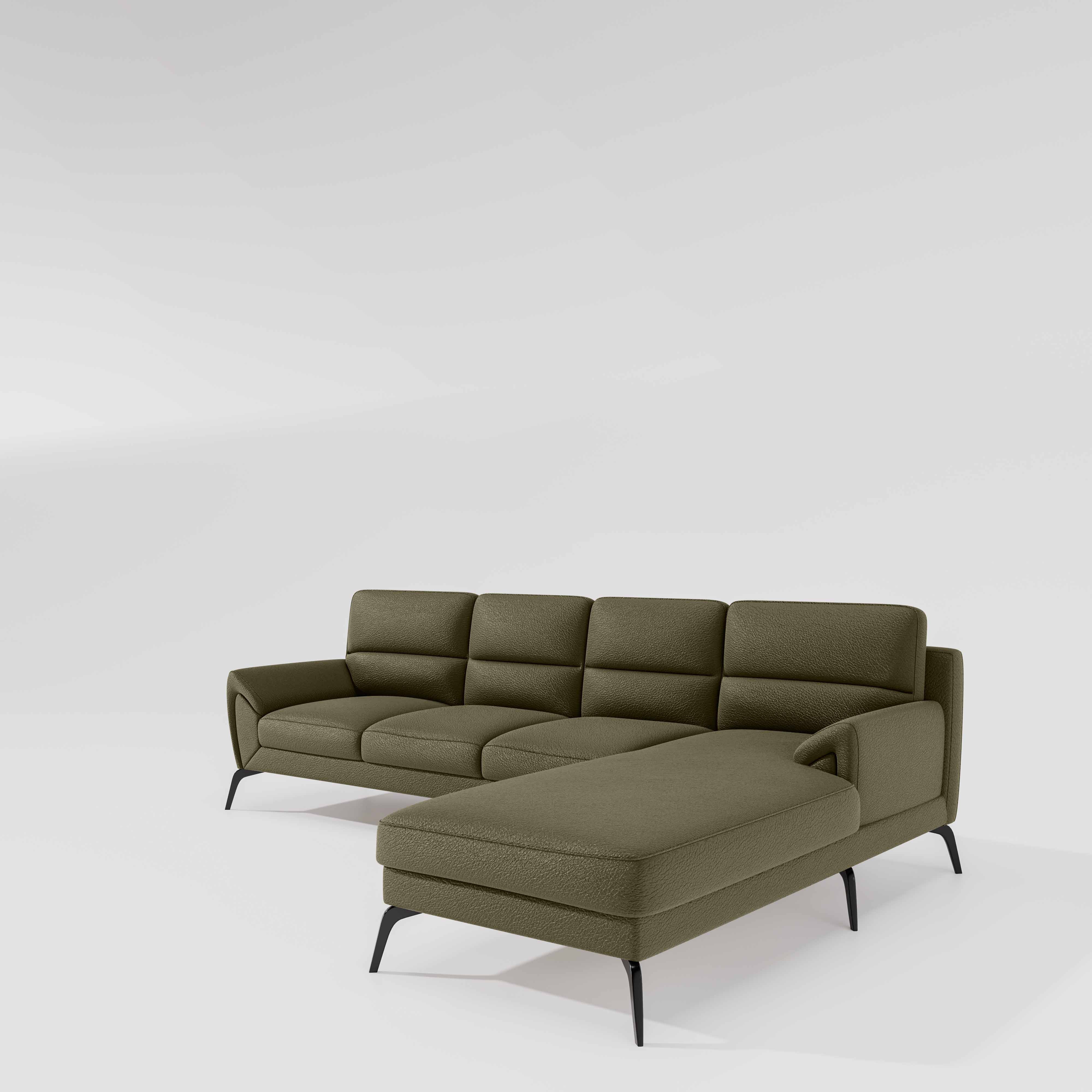 Octave 3 Seater with LH Lounger Suede Fabric - Avocado - Image 4