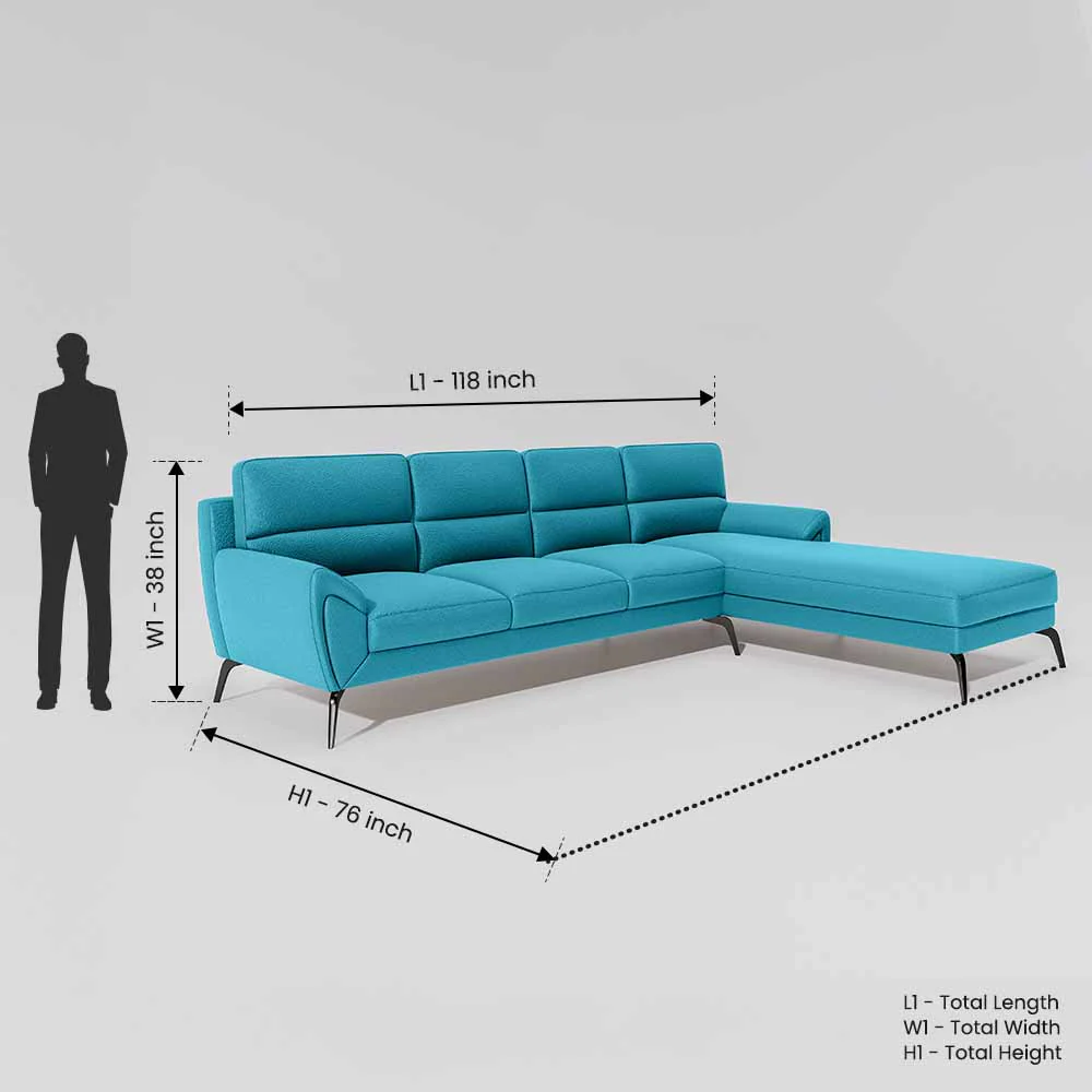 Octave 3 Seater with RH Lounger Suede Fabric - Celestial Blue - Image 7