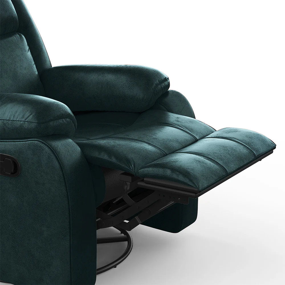 Avalon Rocking & Rotating Midnight Blue Single Seater Suede Fabric Recliner - Image 10