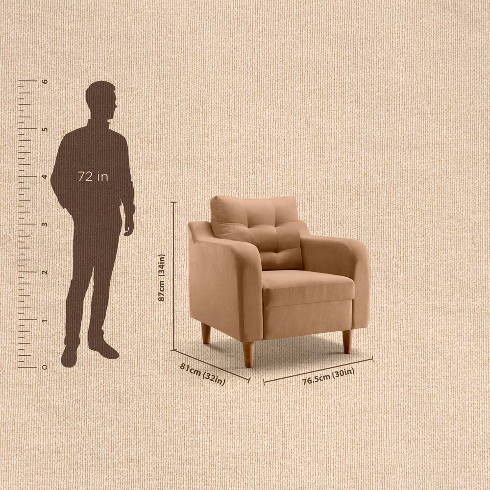 Ease Plus Beige Fabric 1 seater sofa - Image 7