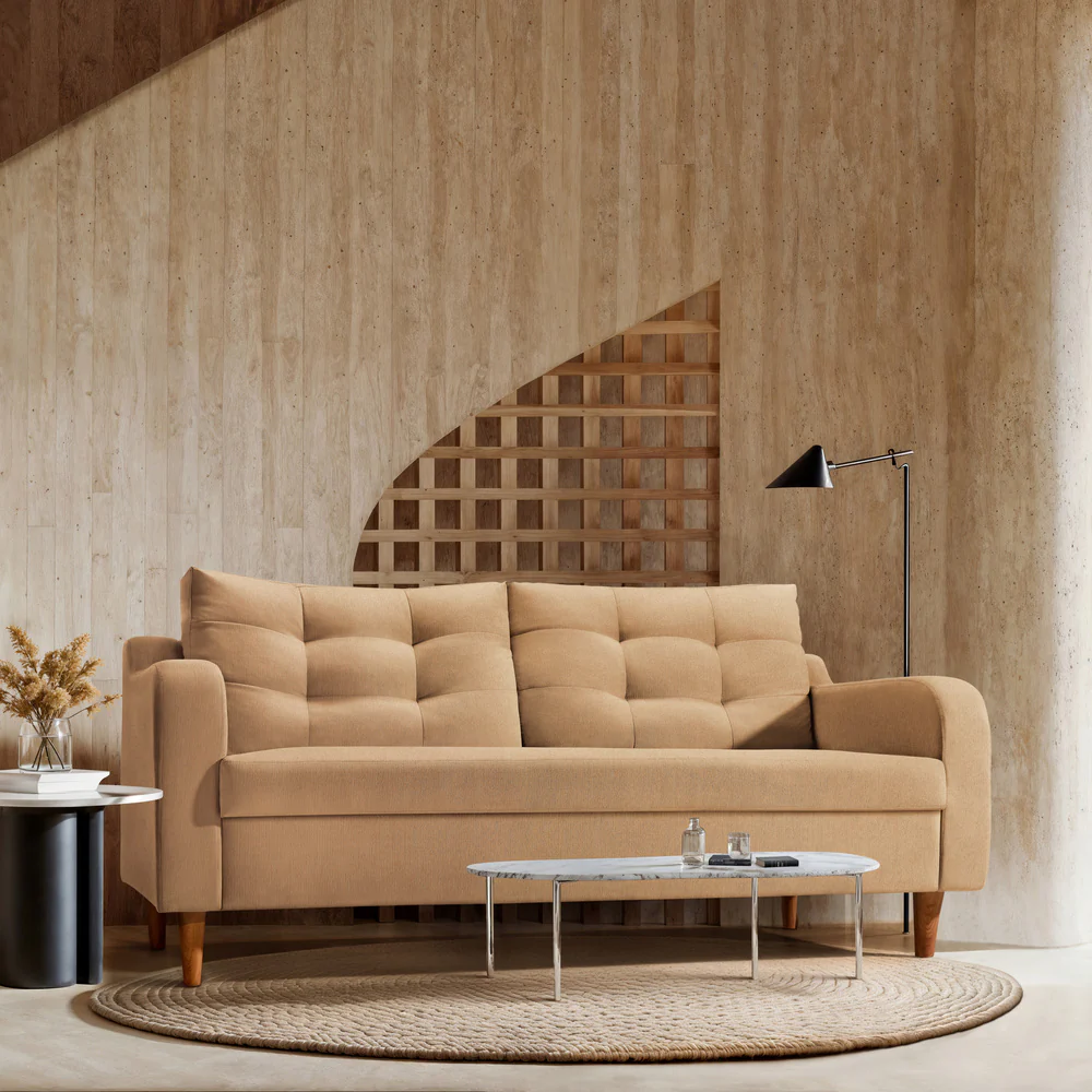 Ease Plus Beige Fabric 3 seater sofa