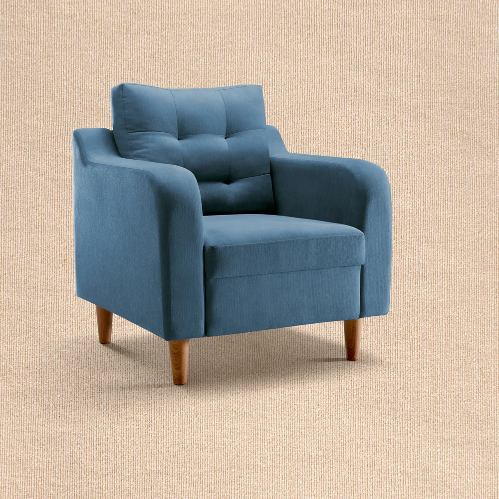 Ease Plus Blue Fabric 1 seater sofa - Image 6