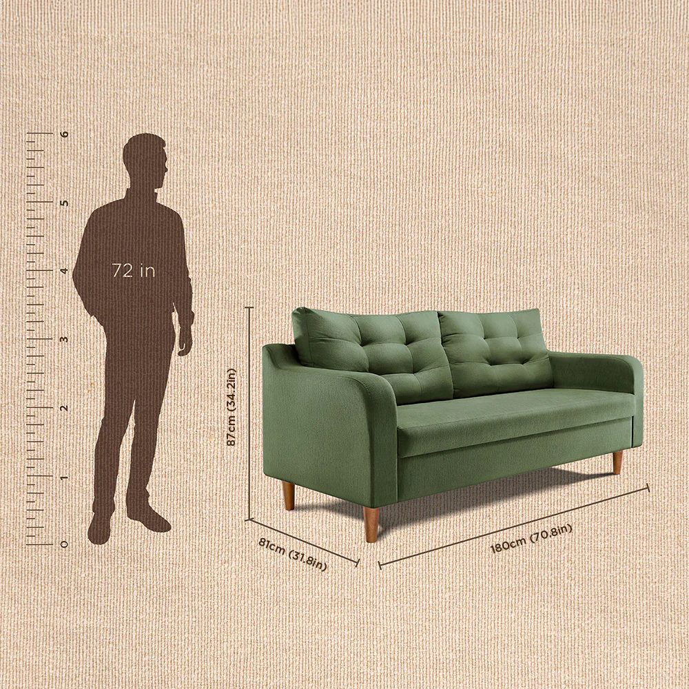 Ease Plus Green Fabric 3 seater sofa - Image 4