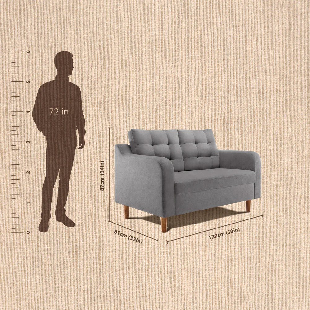 Ease Plus Grey Fabric 2 seater sofa - Image 4