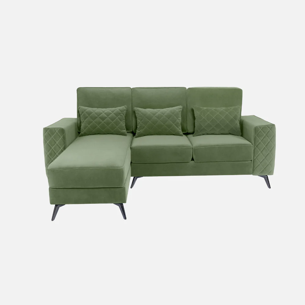 Eden Jade Green Fabric 2 Seater Sofa With Lounger - Image 2