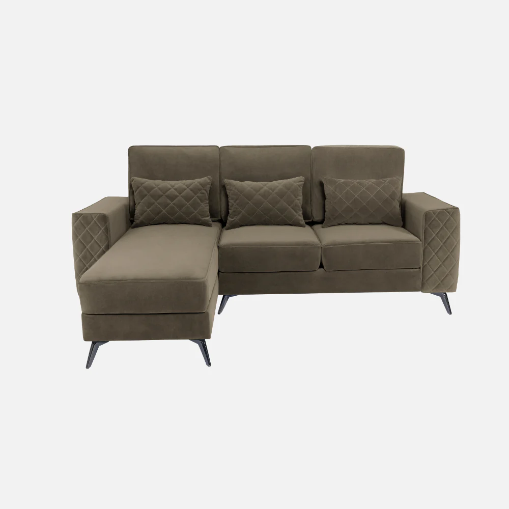 Eden Quartz Brown Fabric 2 Seater Sofa With Lounger - Image 2