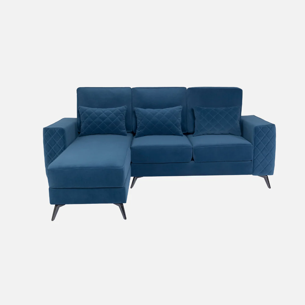 Eden Sapphire Blue Fabric 2 Seater Sofa With Lounger - Image 2