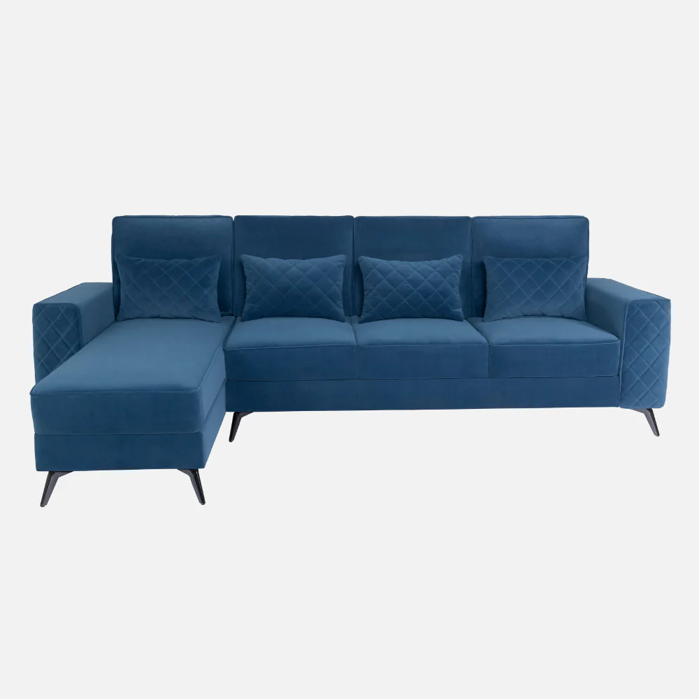Eden Sapphire Blue Fabric 3 Seater Sofa With Lounger - Image 2