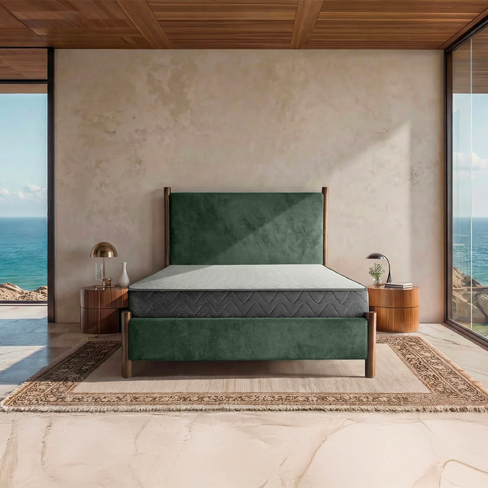 Orra Upholstered Bed - Smoked Pine Green