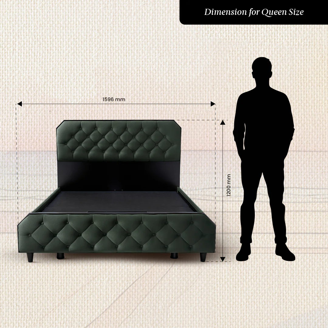 Serene Mountain View Upholstered Bed - Green - Image 4