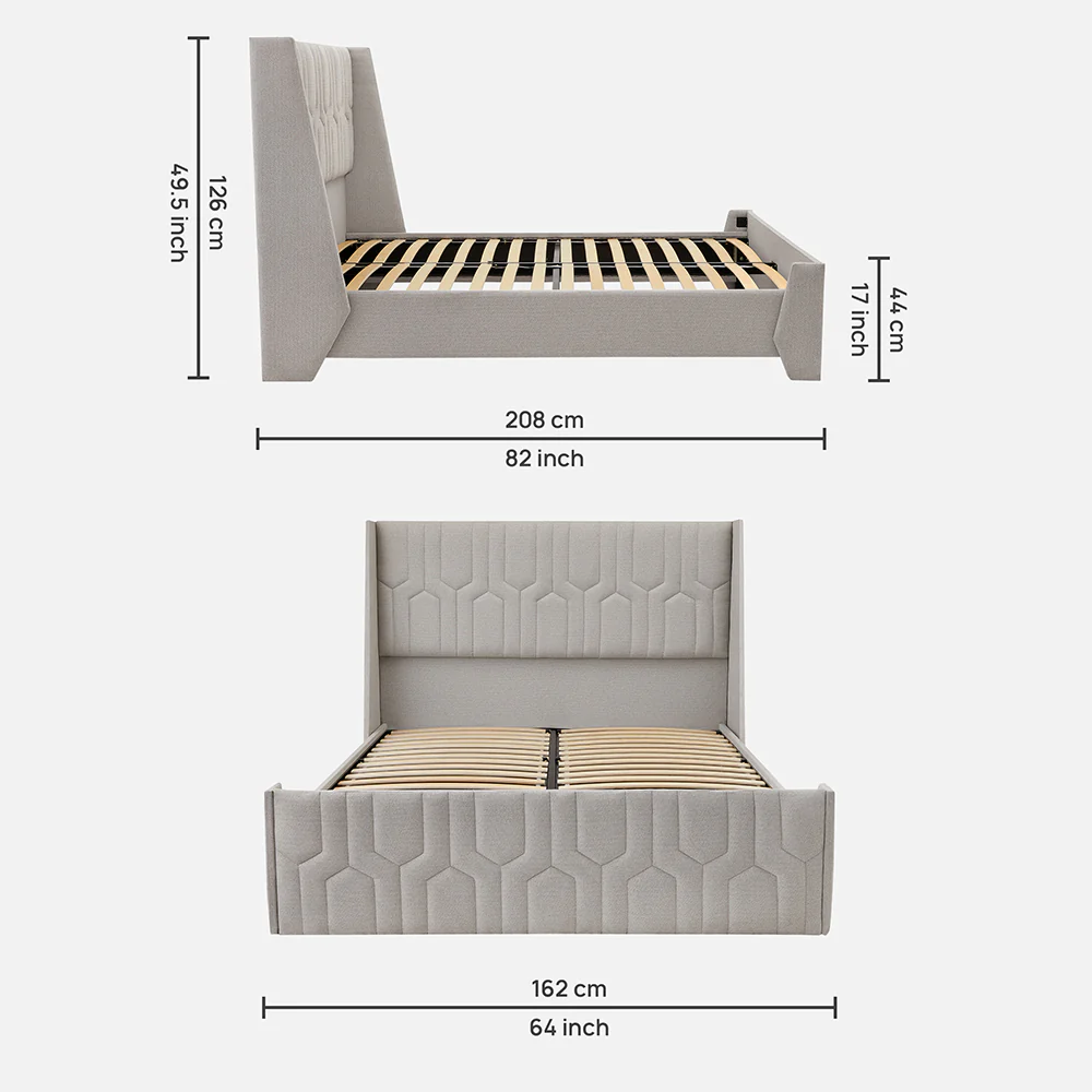 Wave Plus Adjustable Bed + Tranquil Upholstered Bed (Brown)+ Quboid Mattress 8" - Image 6