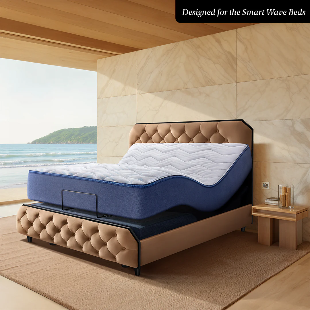 Wave Plus Adjustable Bed Serene Upholstered Bed (Brown)+ Wave Kinect Strength Mattress 8"(20.3cm) - Image 3