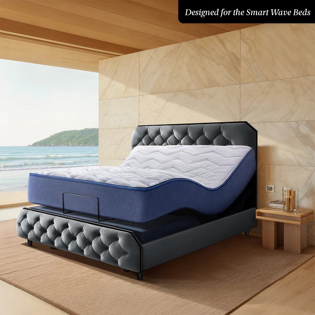 Wave Plus Adjustable Bed Serene Upholstered Bed (Grey)+ Wave Kinect Strength Mattress 8"(20.3cm) - Image 3