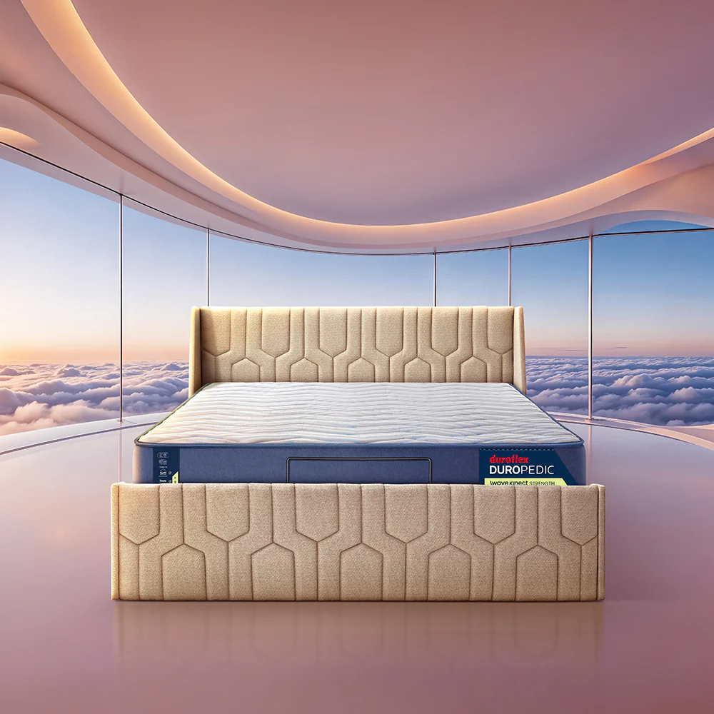 Wave Plus Adjustable Bed Tranquil Upholstered Bed (Brown)+ Wave Kinect Propel Mattress 8"(20.3cm)