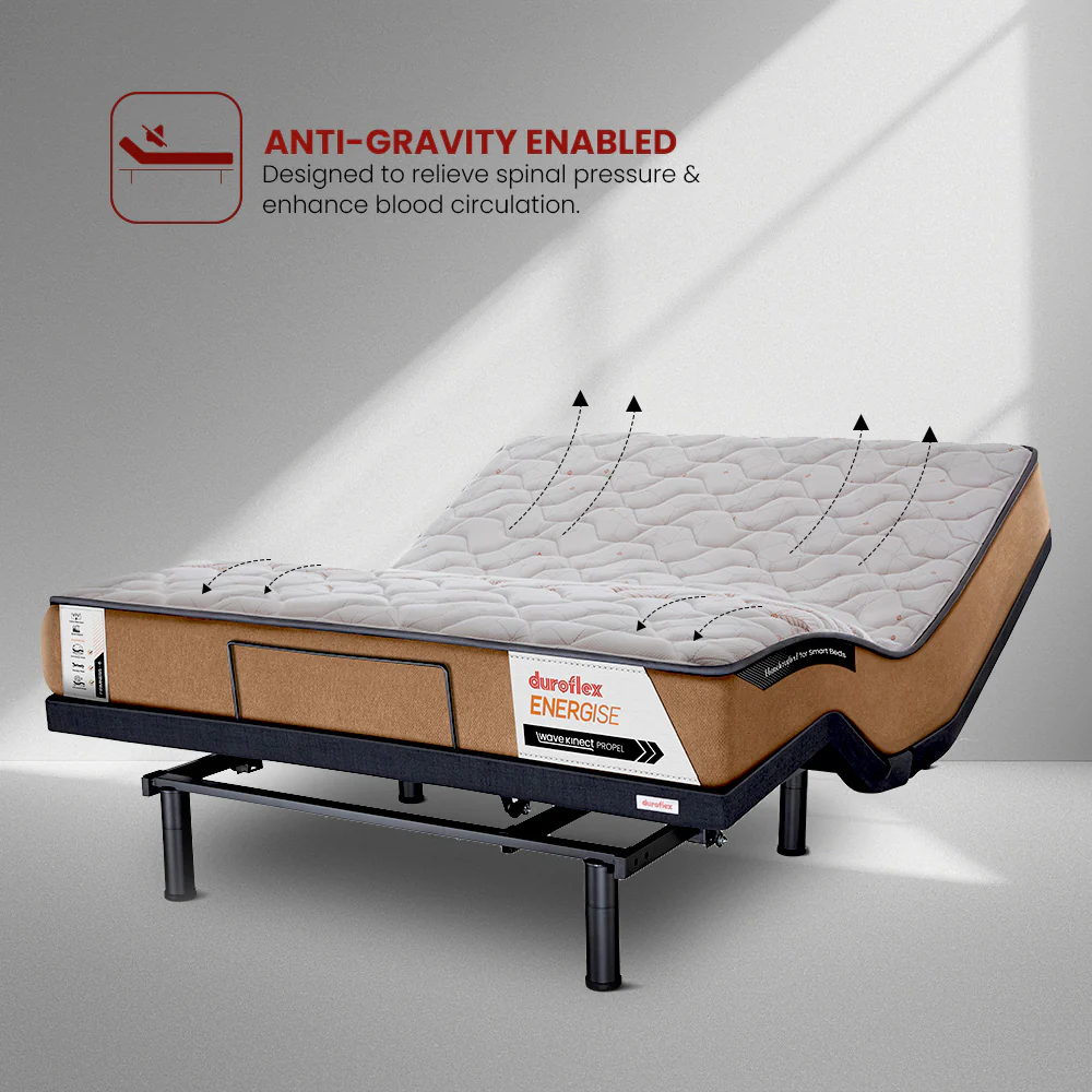 Wave Plus Adjustable Bed Tranquil Upholstered Bed (Grey)+ Wave Kinect Propel Mattress 8"(20.3cm) - Image 4