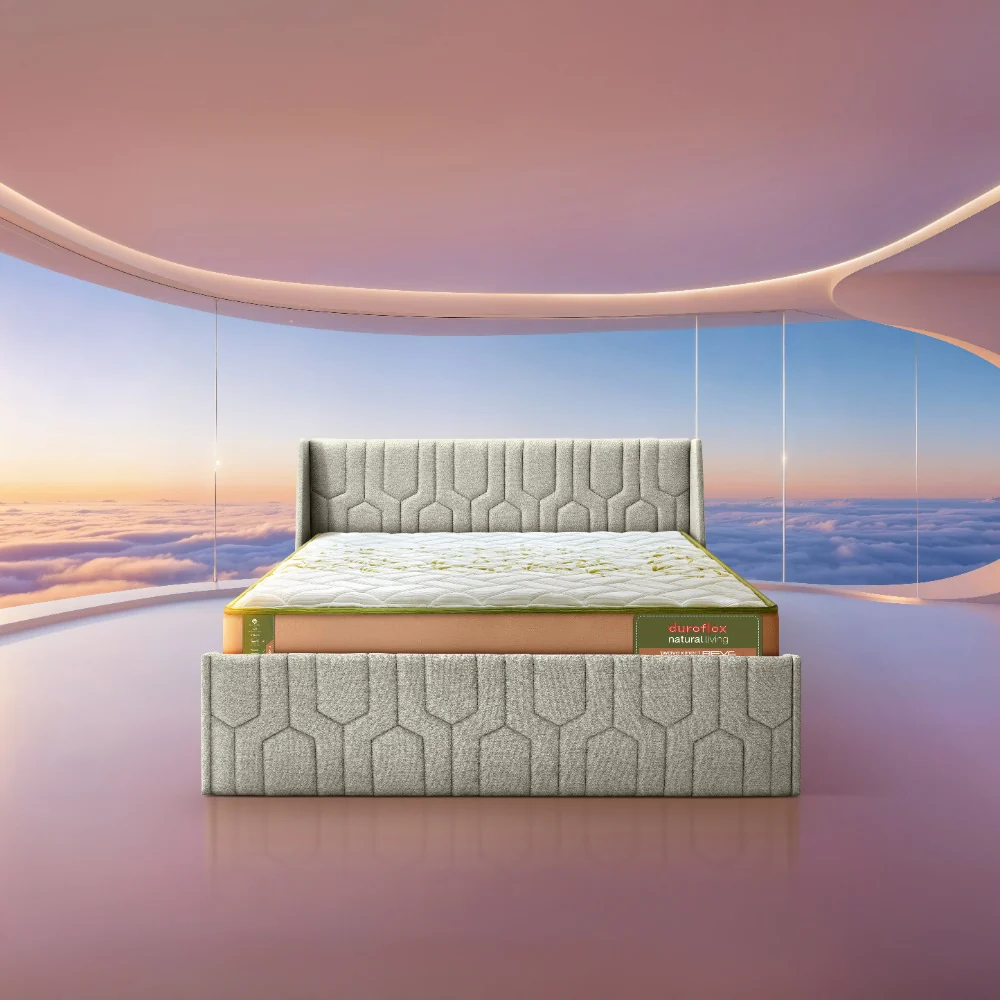Wave Plus Adjustable Bed Tranquil Upholstered Bed (Beige)+ Wave Kinect Reva Mattress 8"(20.3cm)
