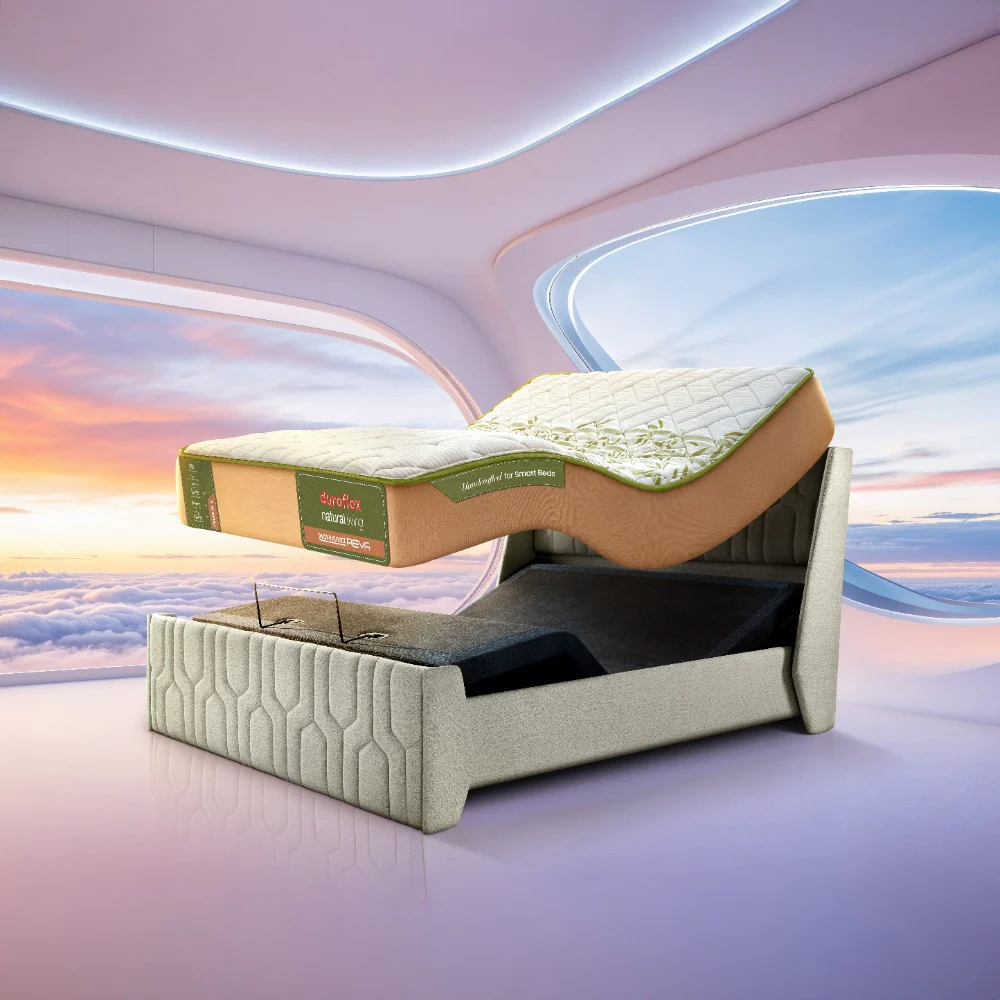 Wave Plus Adjustable Bed Tranquil Upholstered Bed (Beige)+ Wave Kinect Reva Mattress 8"(20.3cm) - Image 2