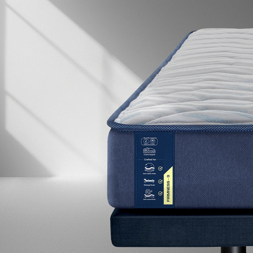 Wave Plus Adjustable Bed Tranquil Upholstered Bed (Beige)+ Wave Kinect Strength Mattress 8"(20.3cm) - Image 8