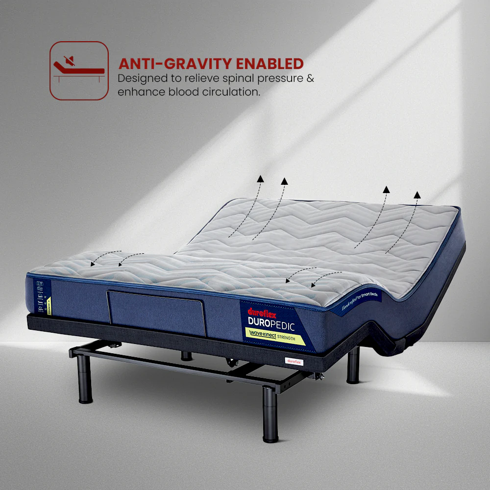 Wave Plus Adjustable Bed Tranquil Upholstered Bed (Brown)+ Wave Kinect Strength Mattress 8"(20.3cm) - Image 4