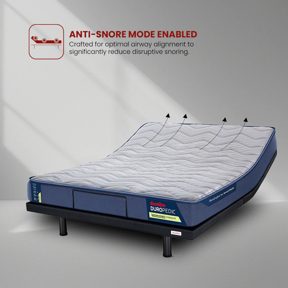Wave Plus Adjustable Bed Tranquil Upholstered Bed (Grey)+ Wave Kinect Strength Mattress 8"(20.3cm) - Image 5