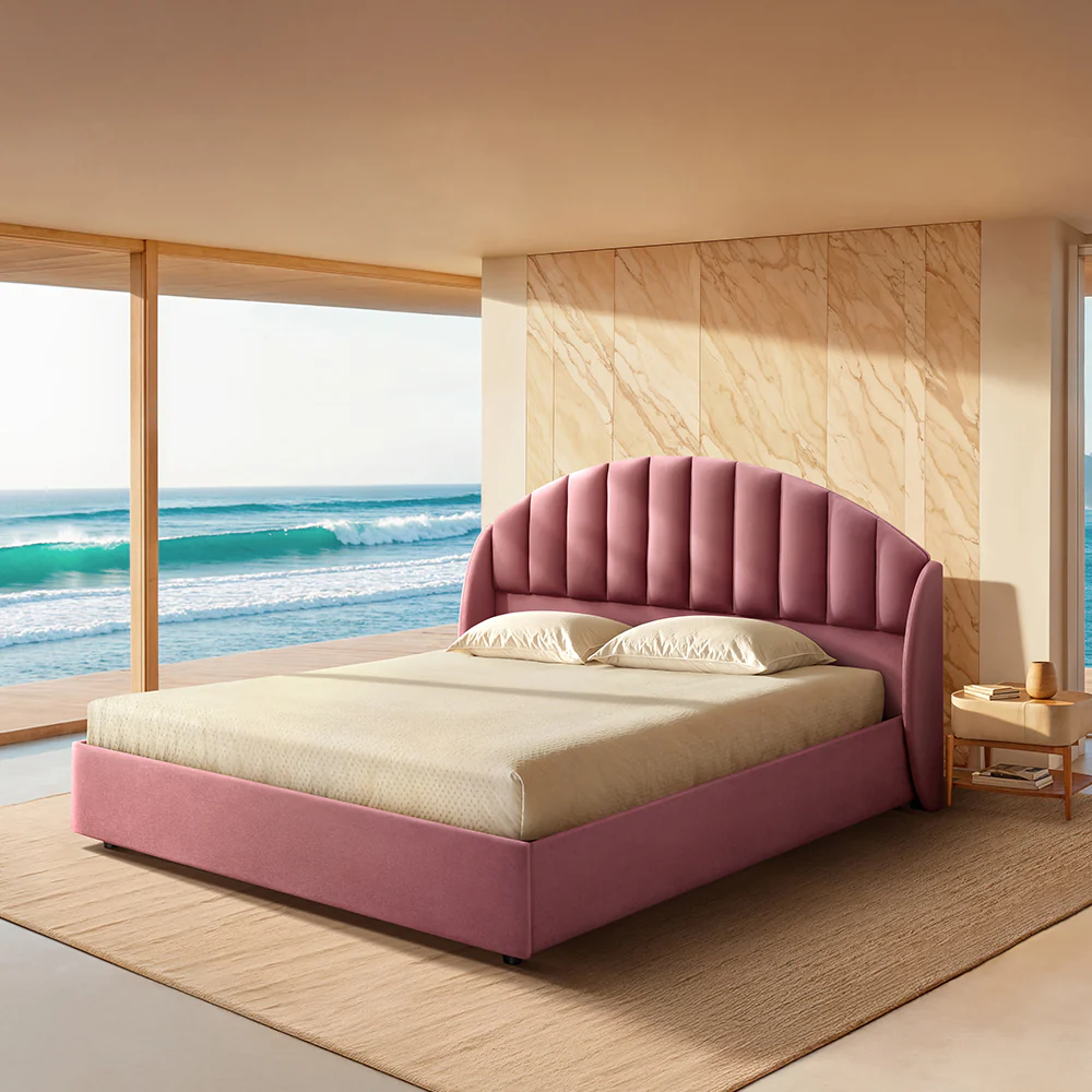 Wave Plus Adjustable Bed with Celeste Upholstered Bed and Livein Duropedic - Pink - Image 2