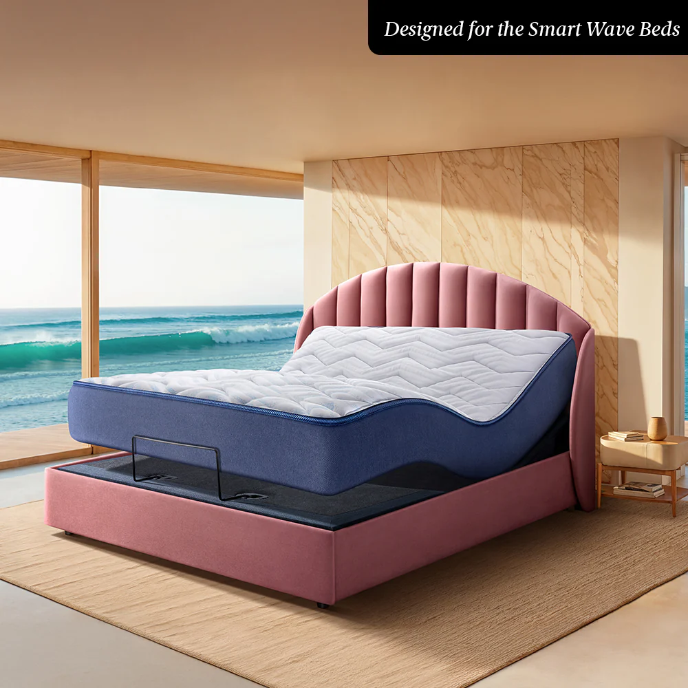 Wave Plus Adjustable Bed + Celeste Upholstered Bed (Pink)+ Quboid Mattress 8" - Image 3